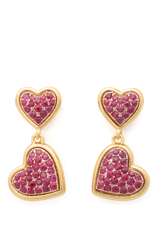 KK473-With All My Heart Pavé Drop Earrings-Red