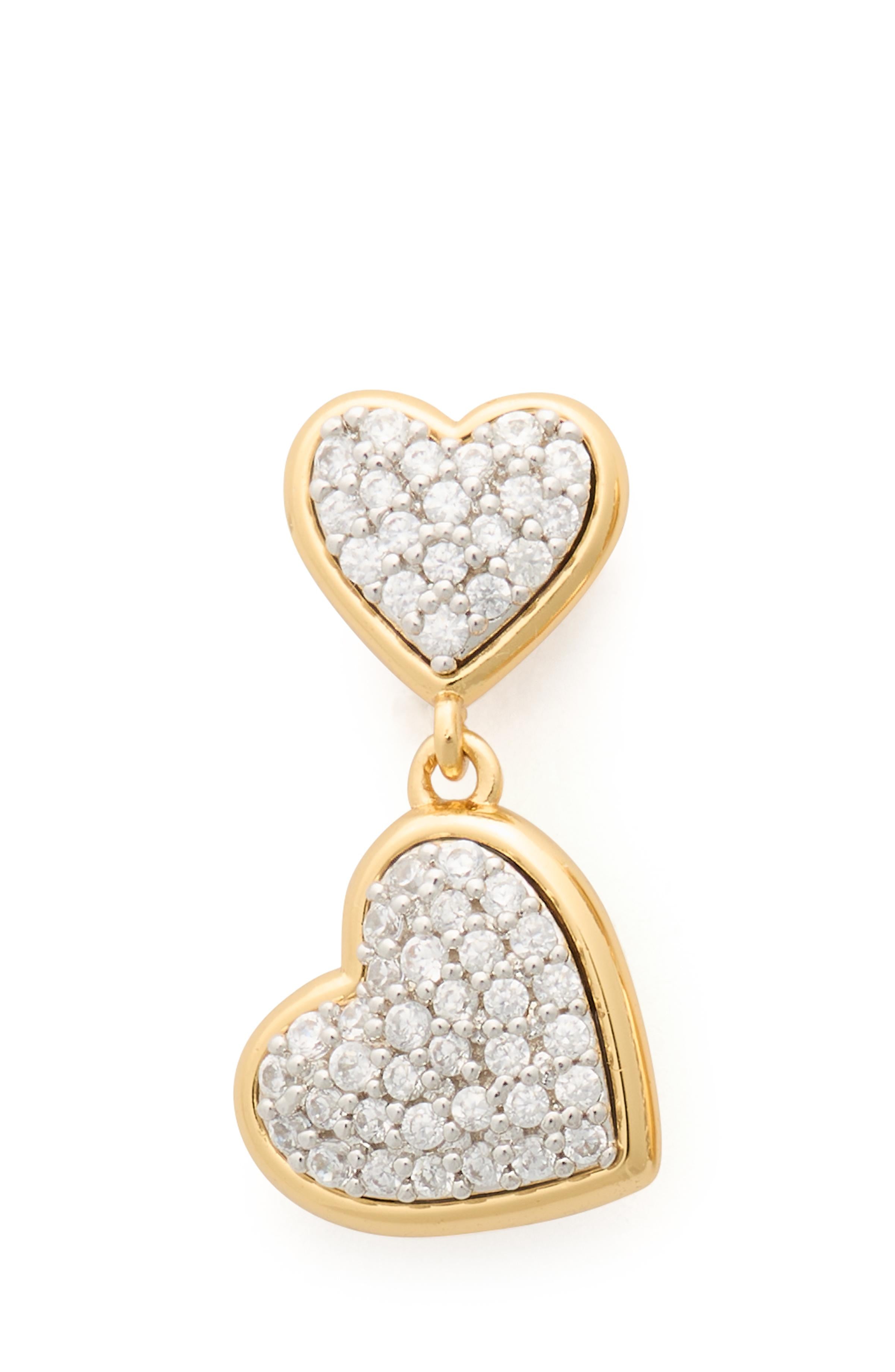 KK474-With All My Heart Pavé Drop Earrings-Clear/Two Tone