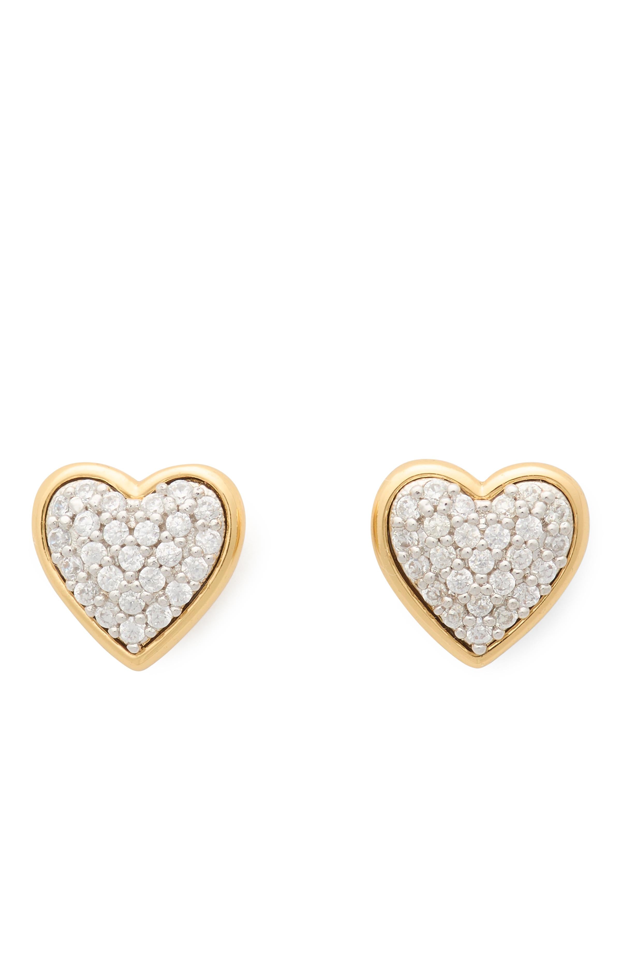 KK477-With All My Heart Pavé Studs-Clear/Two Tone