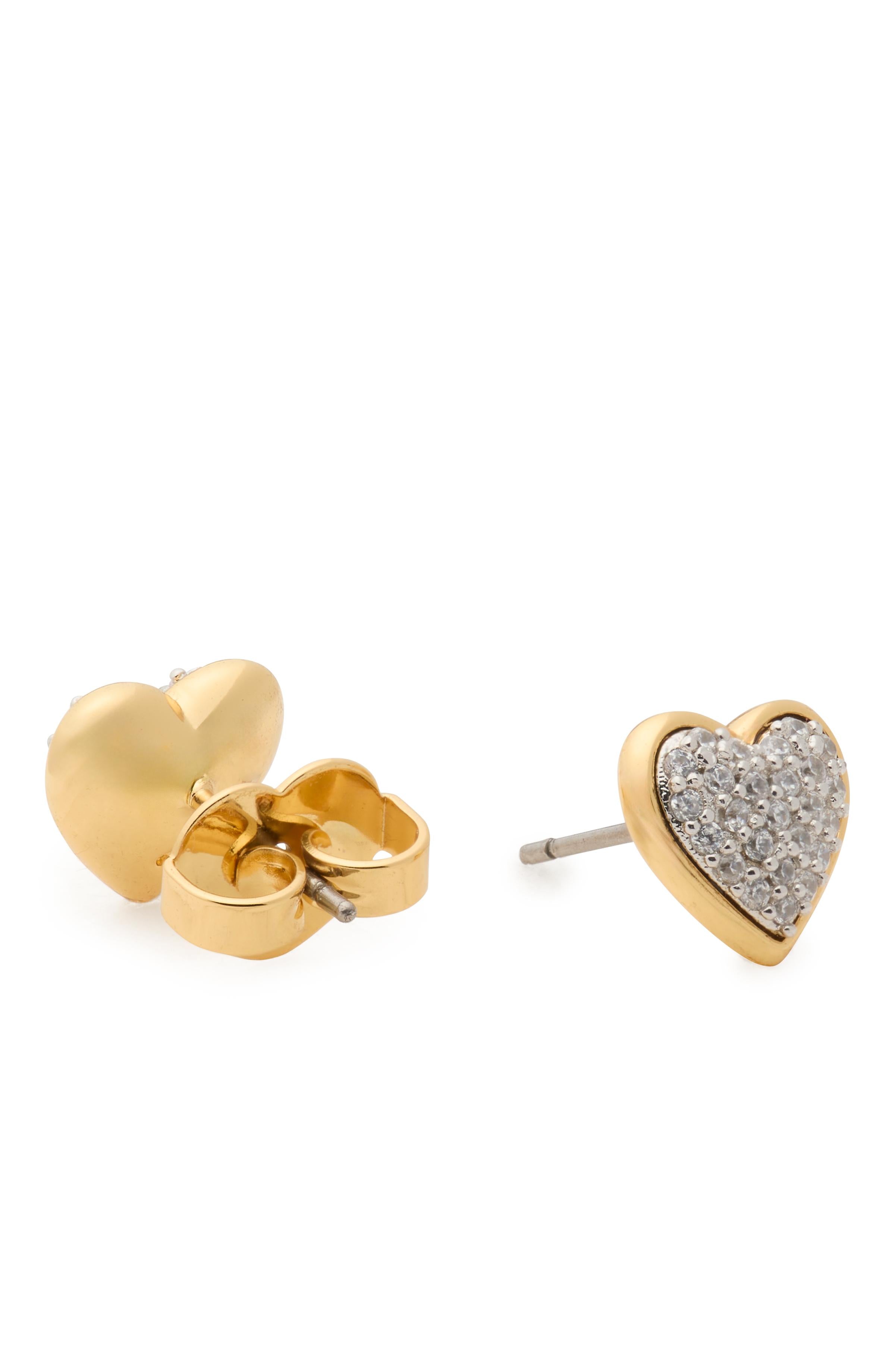 KK477-With All My Heart Pavé Studs-Clear/Two Tone