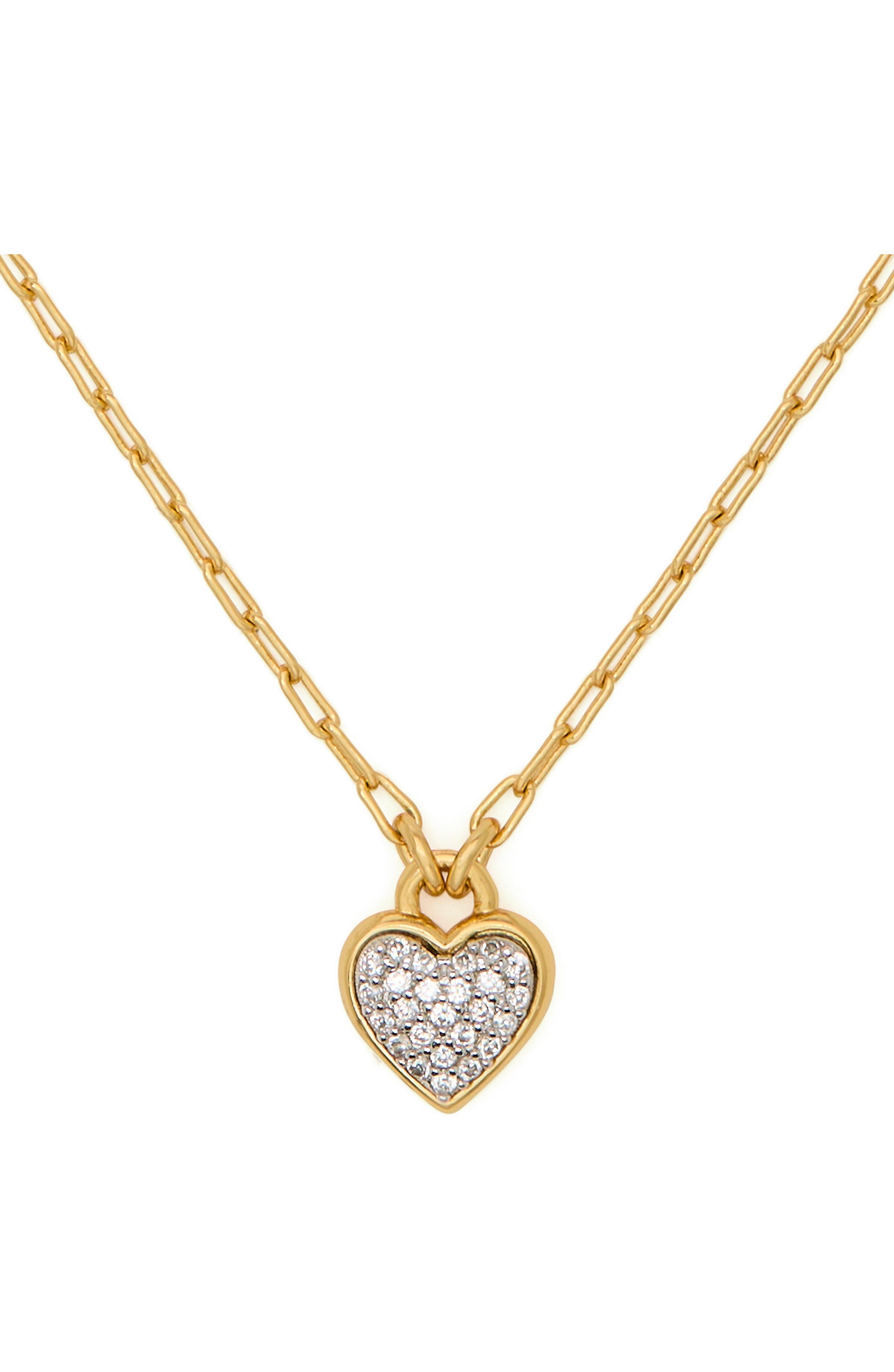 KK481-With All My Heart Pavé Pendant-Clear/Two Tone