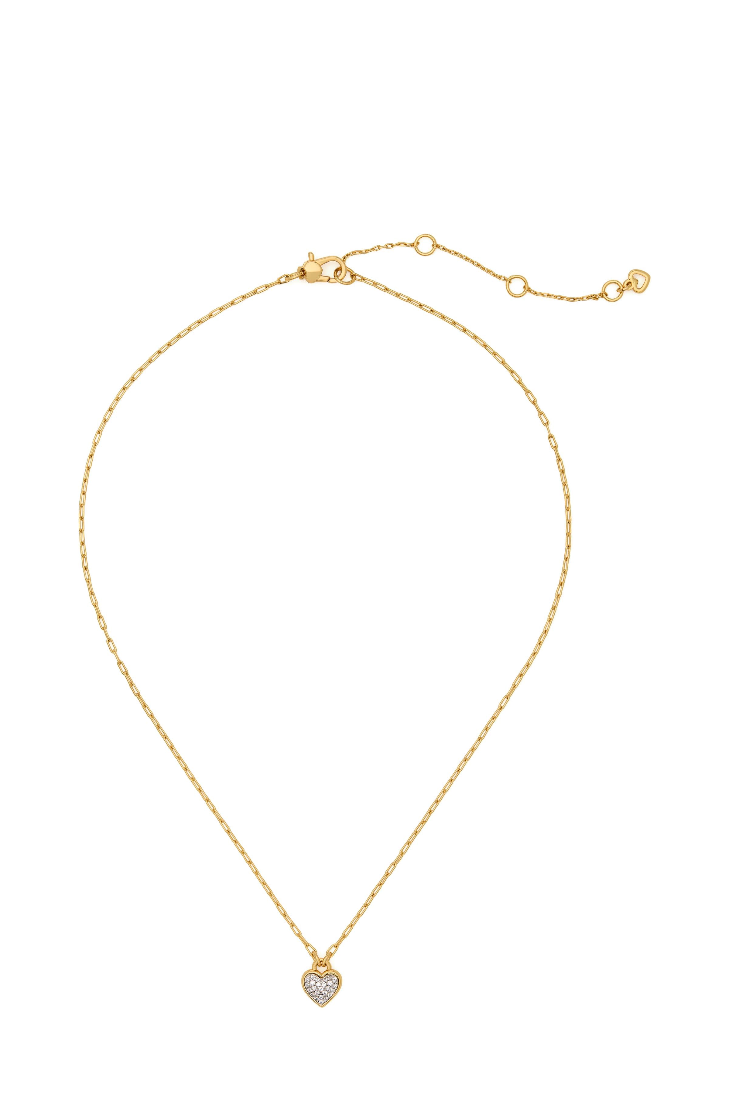 KK481-With All My Heart Pavé Pendant-Clear/Two Tone