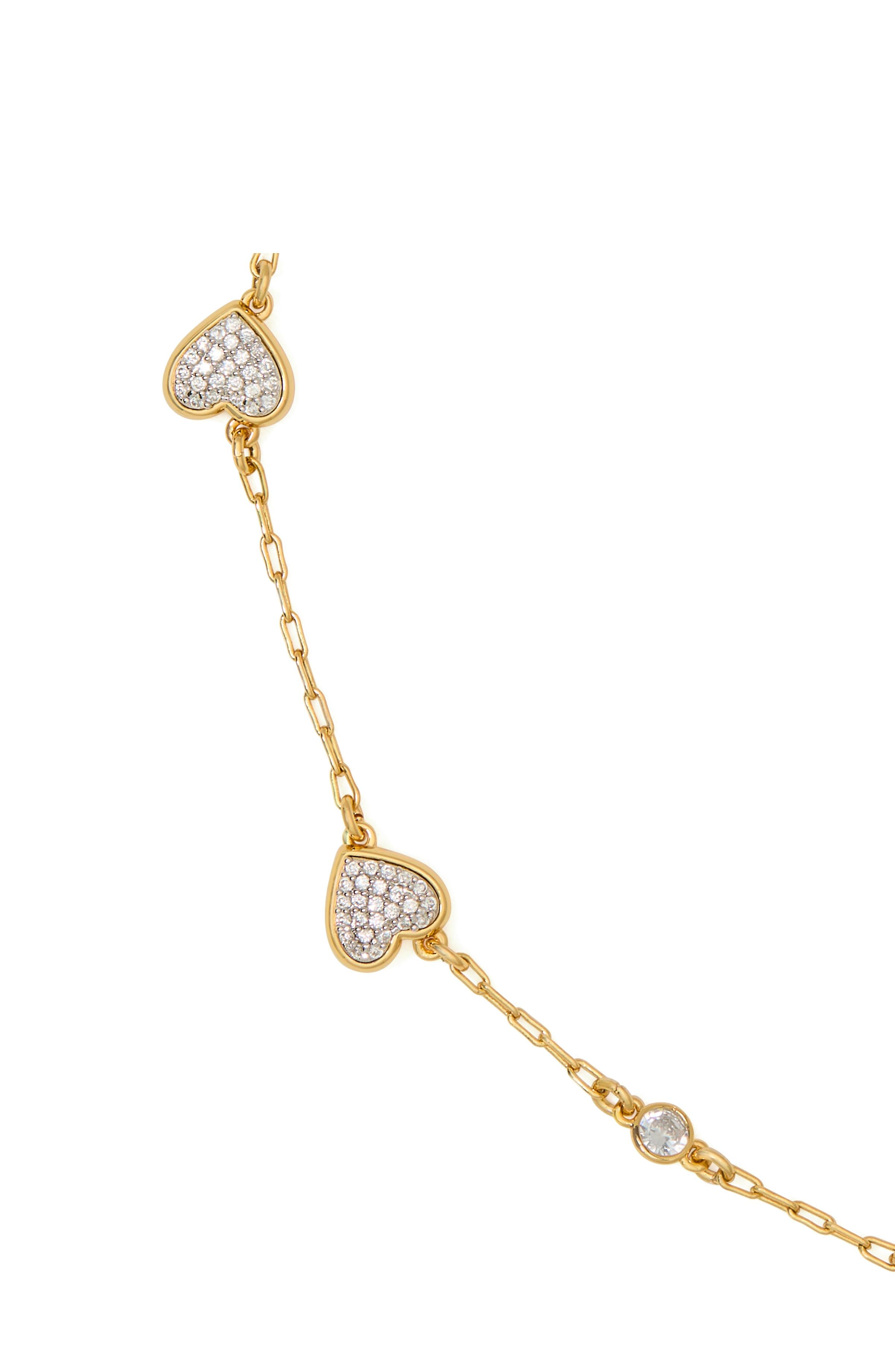 KK483-With All My Heart Pavé Scatter Necklace-Clear/Two Tone