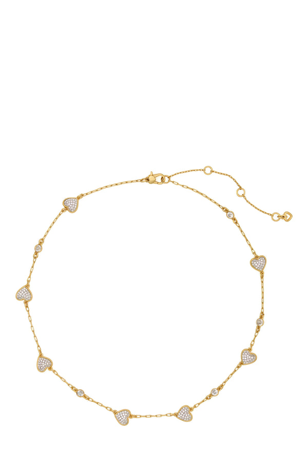 KK483-With All My Heart Pavé Scatter Necklace-Clear/Two Tone