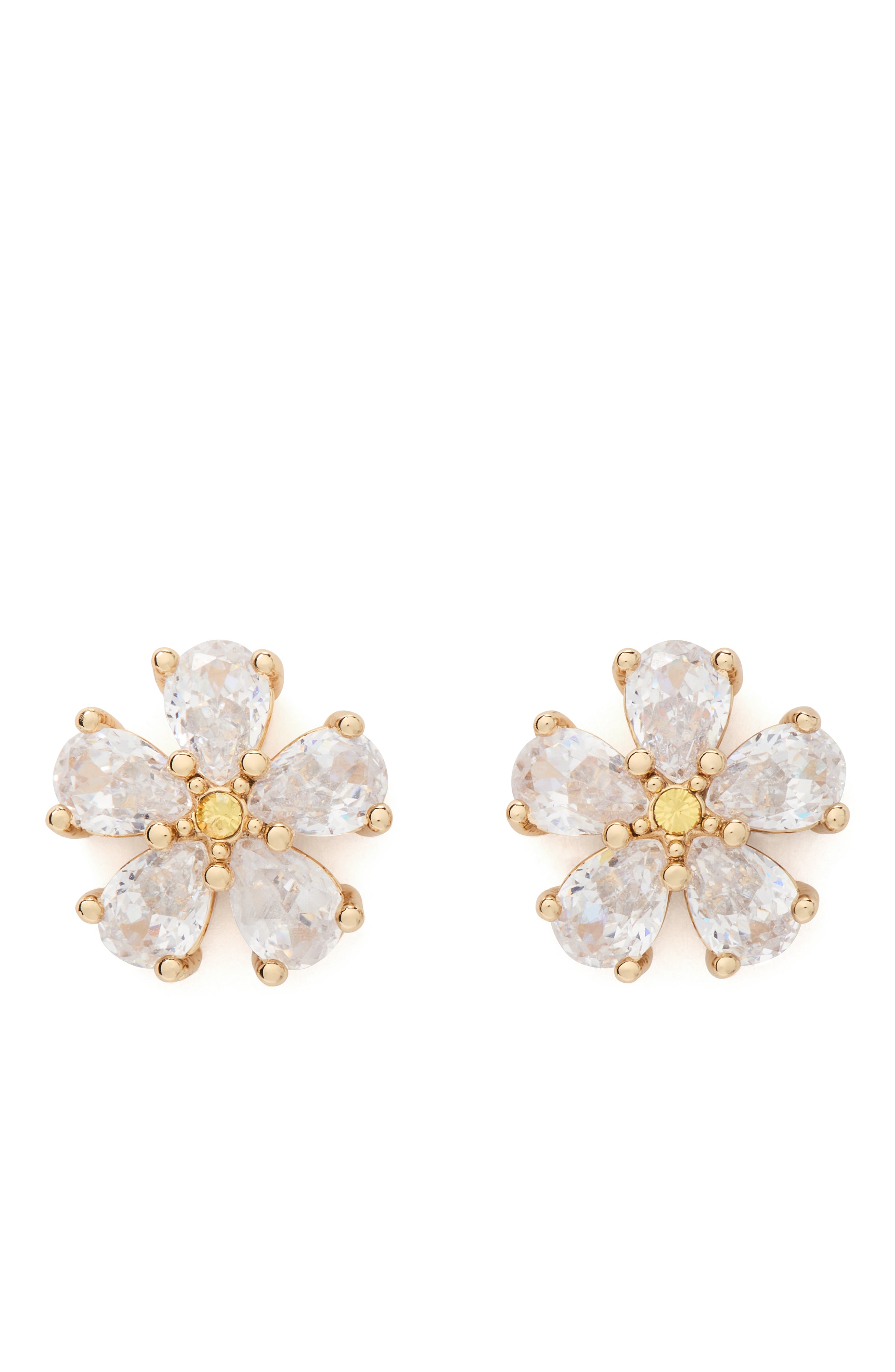 KK491-Bursting Blooms Studs-Clear/Gold