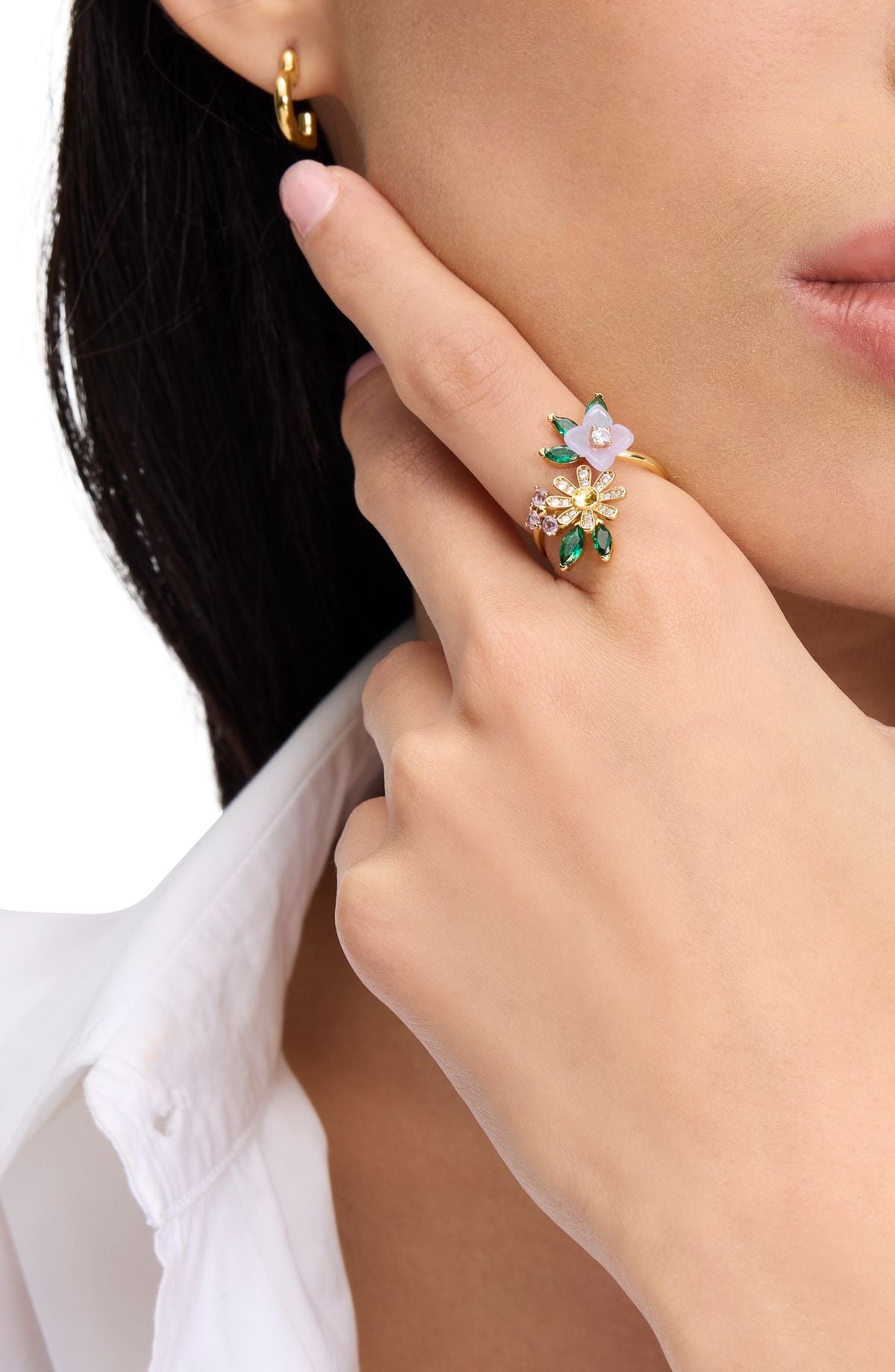 KK493-Bursting Blooms Wrap Ring-Multi