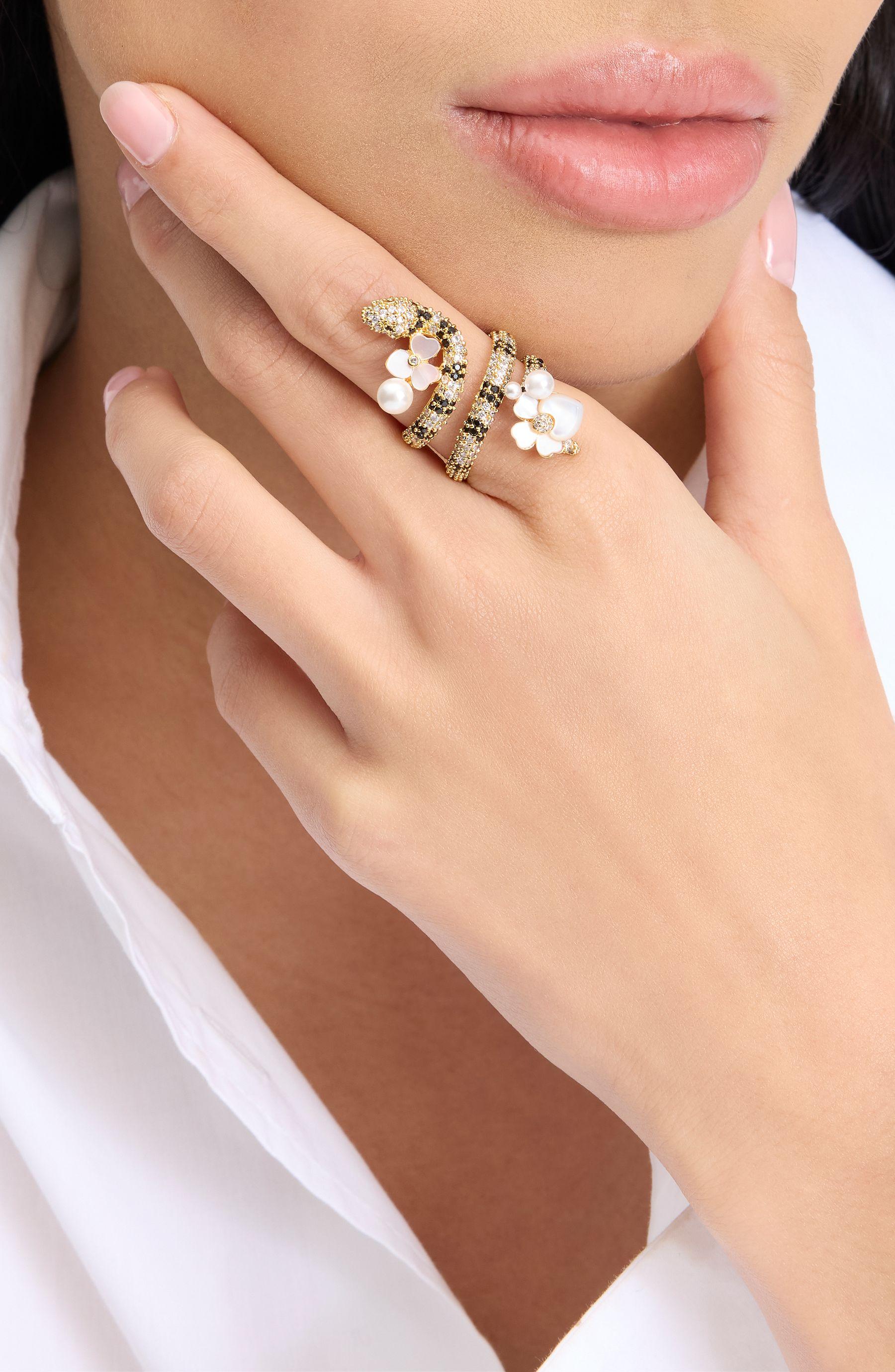 KK516-Shining Snake Statement Wrap Ring-Clear Multi