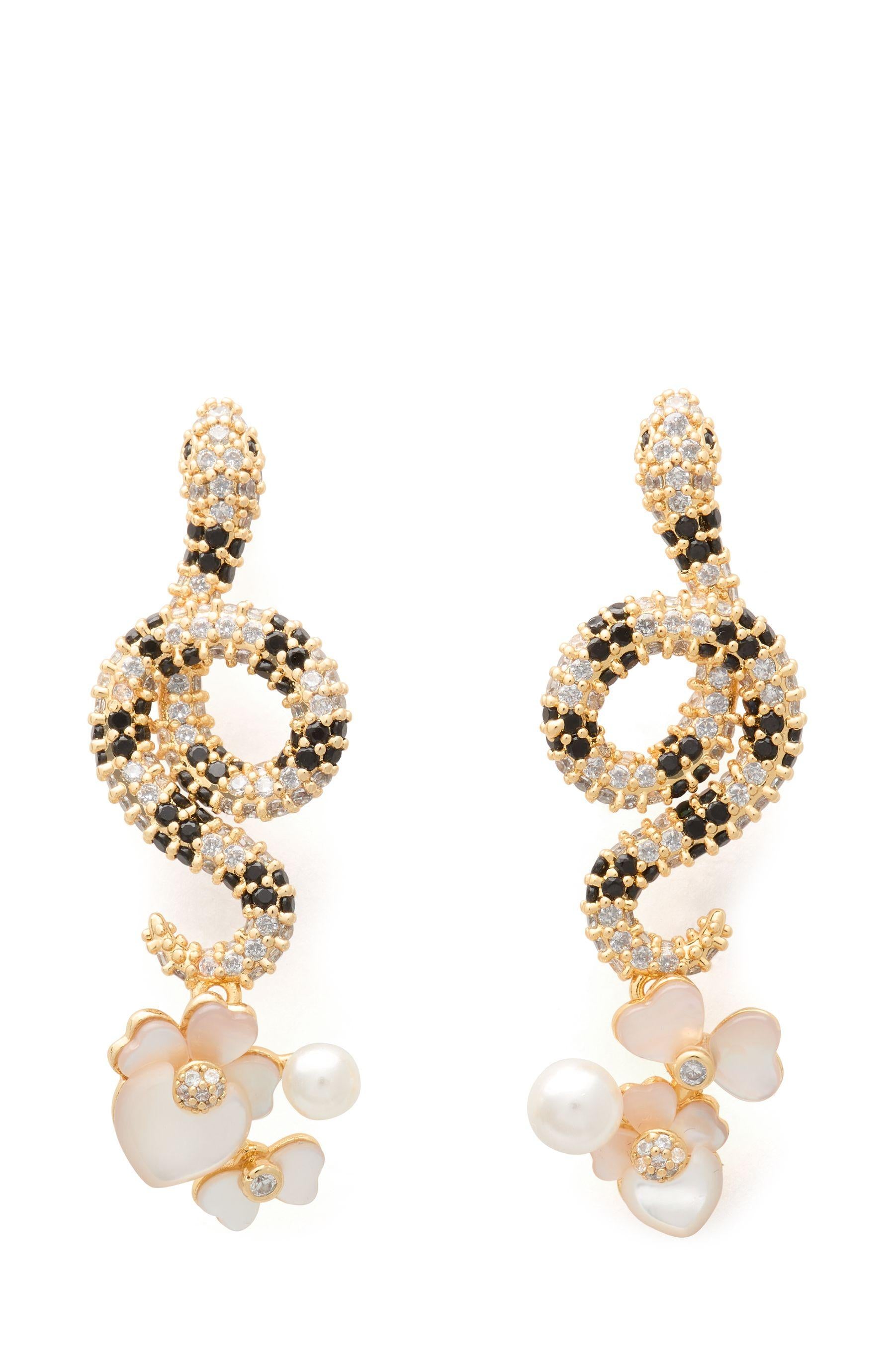 KK519-Shining Snake Statement Earrings-Clear Multi