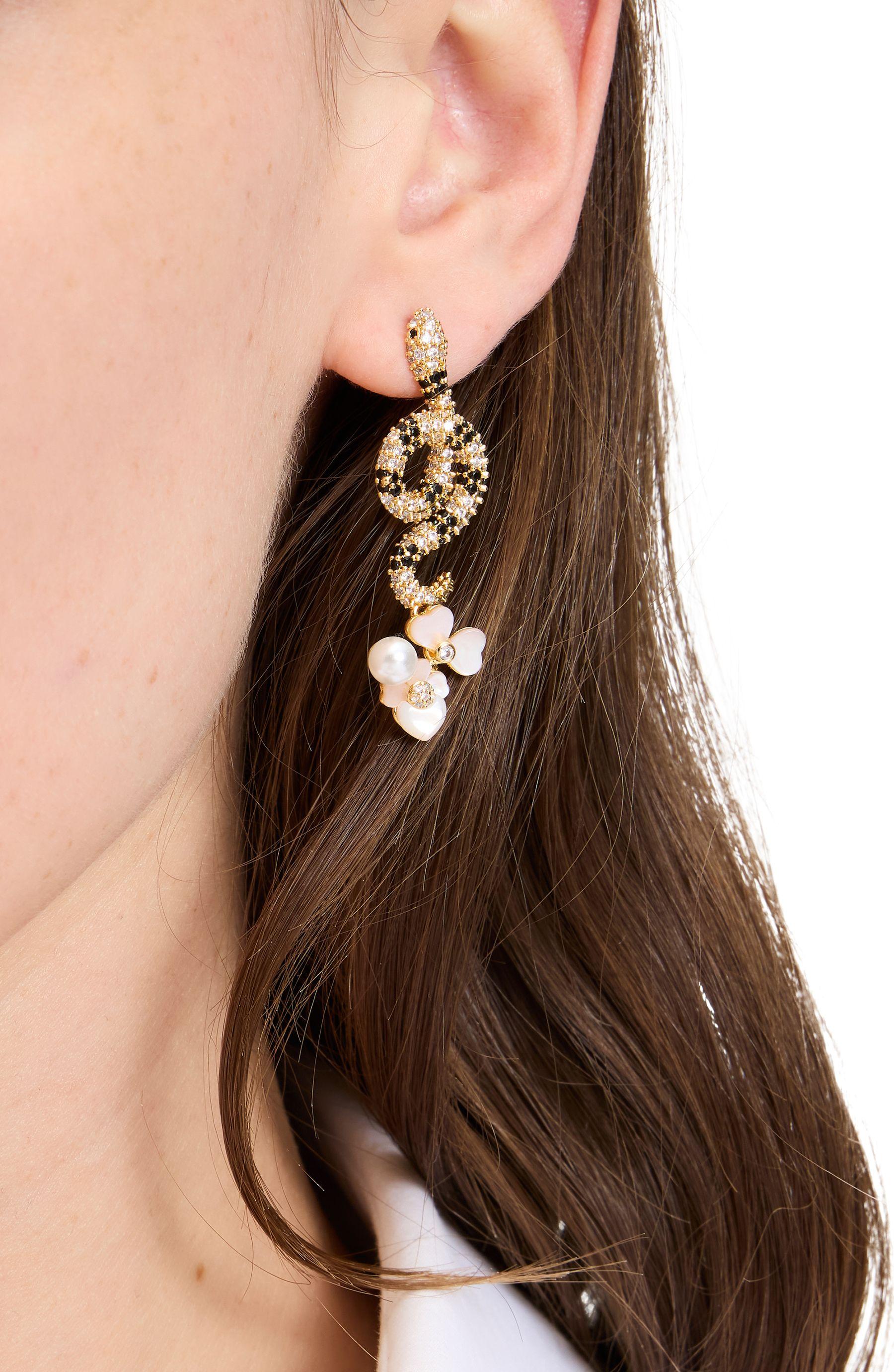 KK519-Shining Snake Statement Earrings-Clear Multi