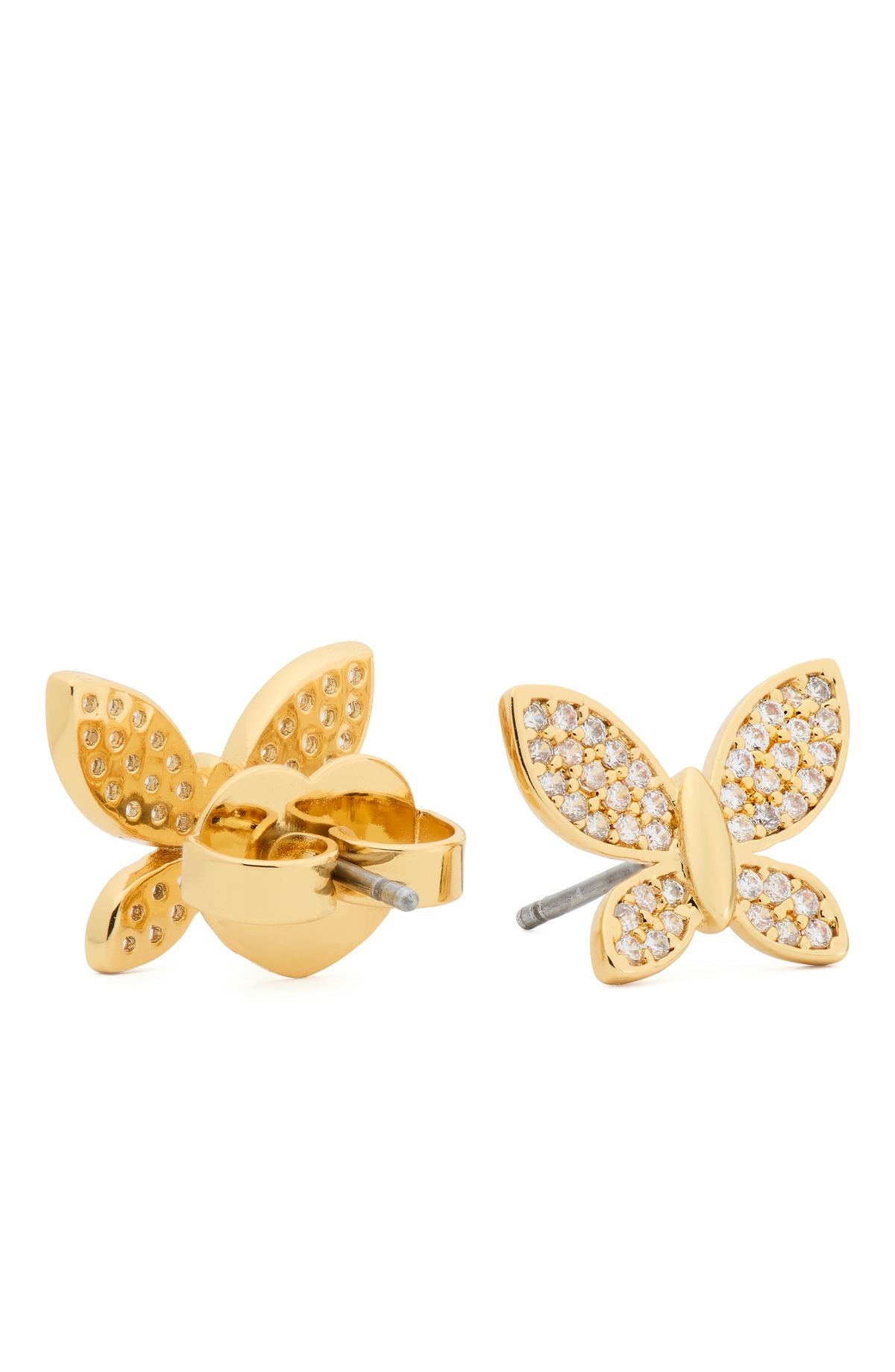 KK532-Lucky Charm Pavé Butterfly Studs-Clear/Gold