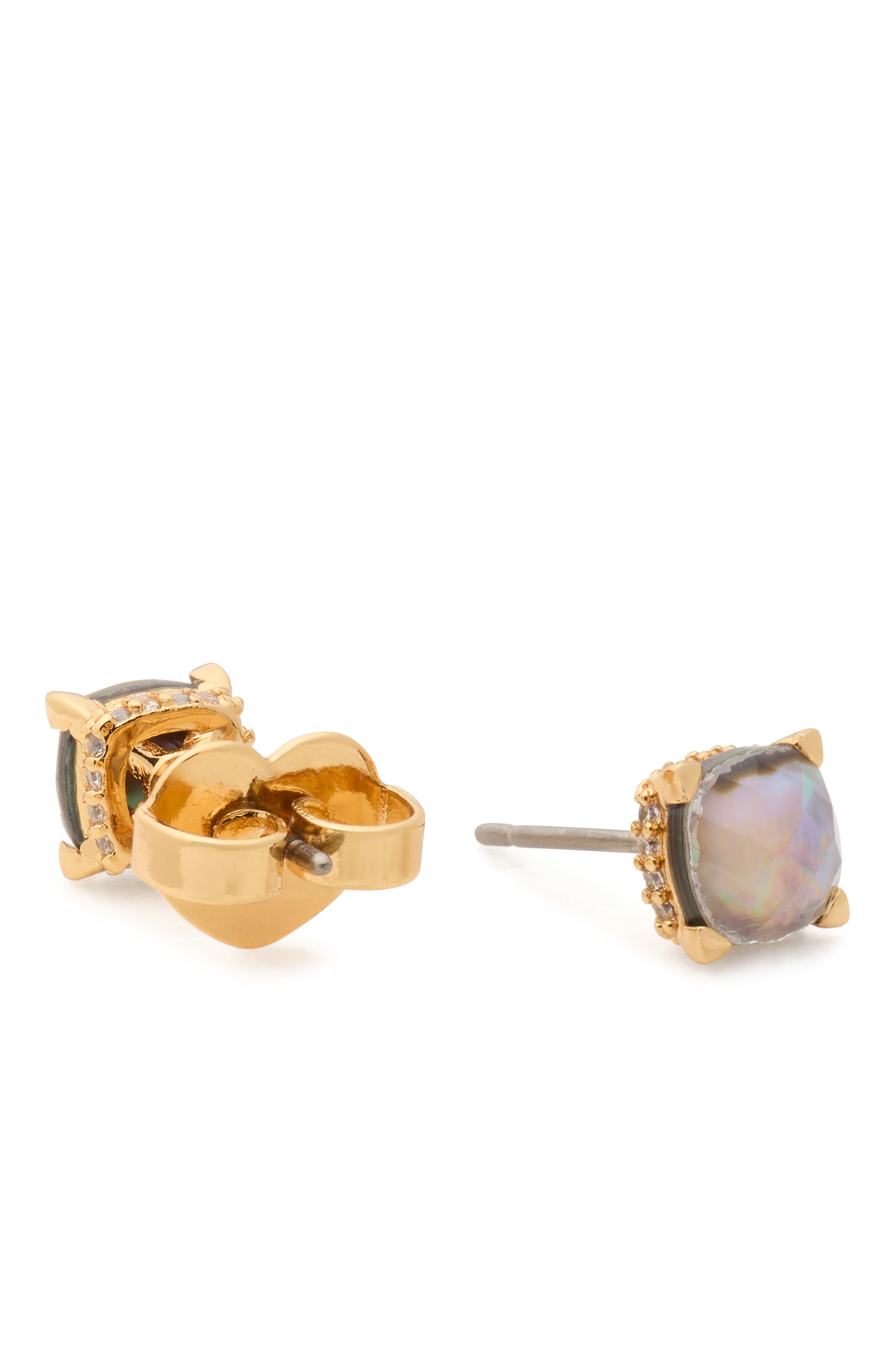 KK546-Little Luxuries 6mm Square Studs-Abalone/Gold