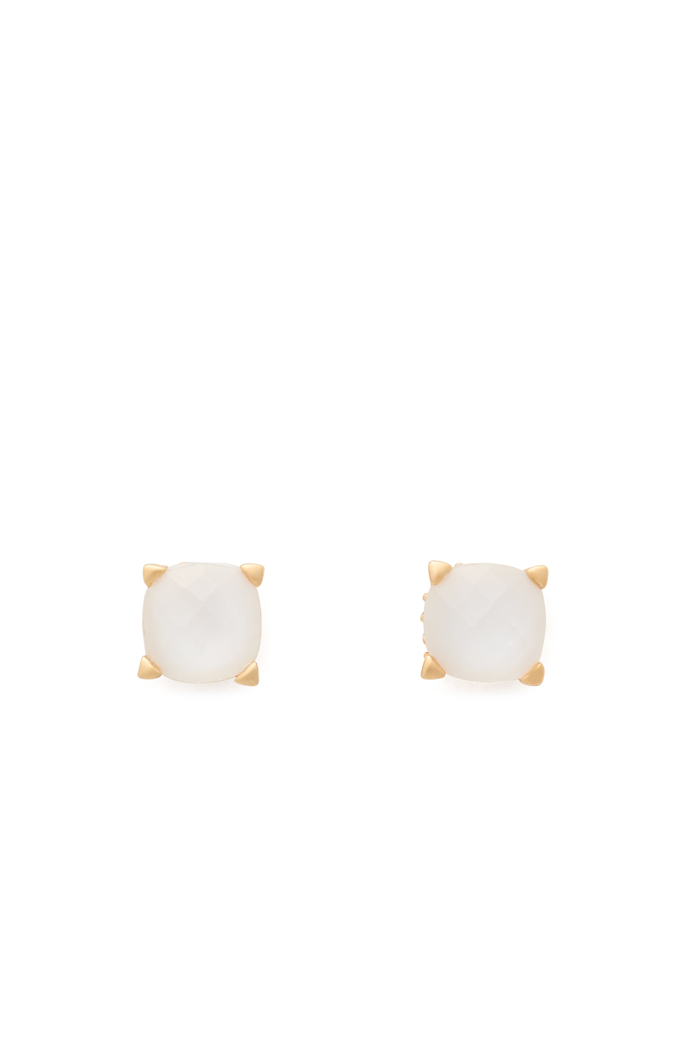 KK548-Little Luxuries 6mm Square Studs-Mother Of Pearl/Gold