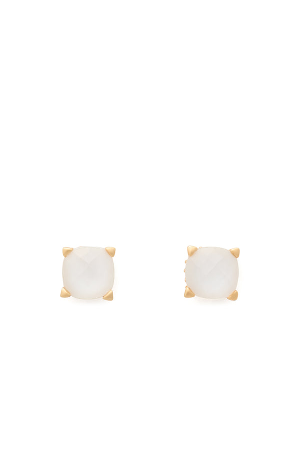 KK548-Little Luxuries 6mm Square Studs-Mother Of Pearl/Gold