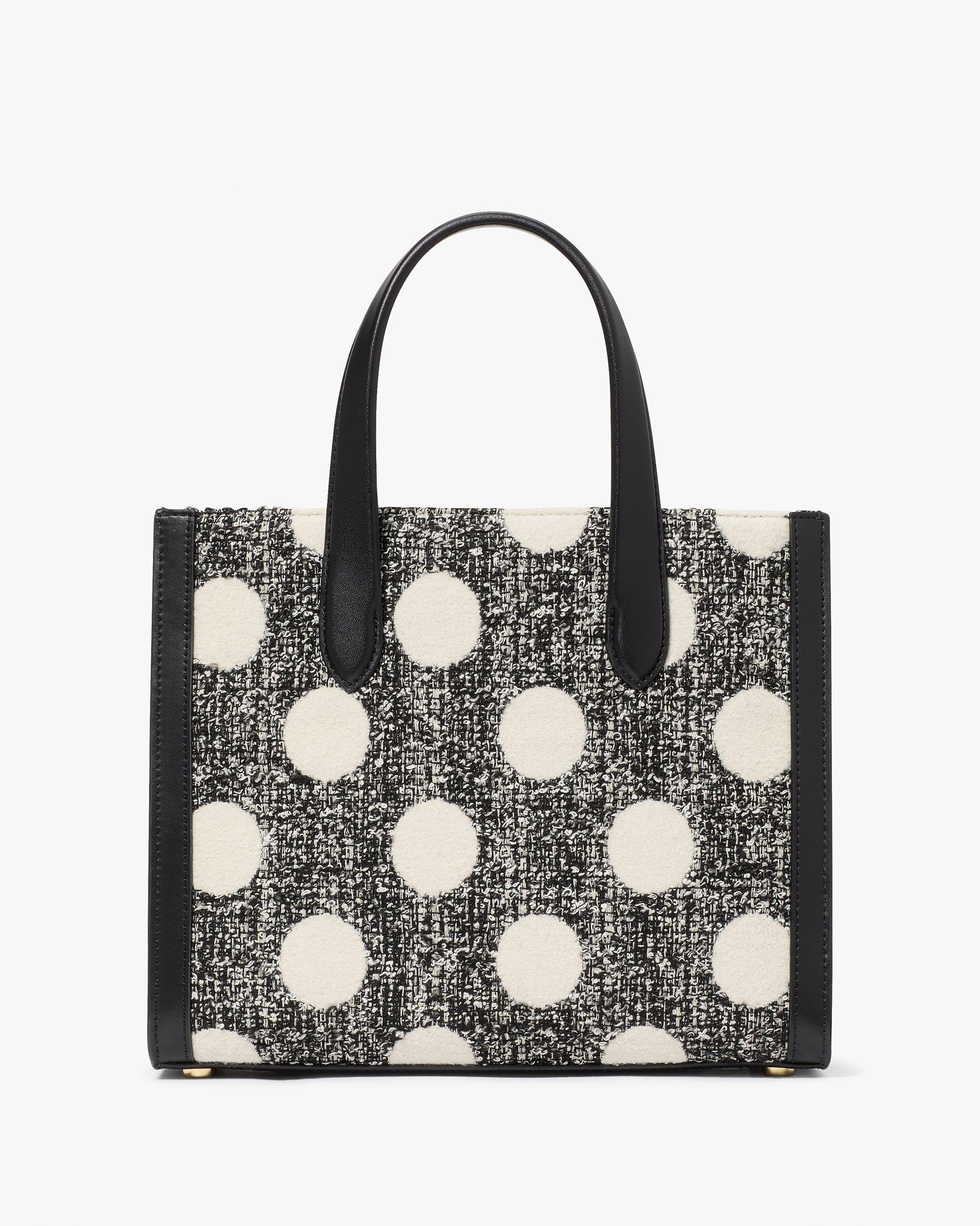 KK574-Manhattan Dot Tweed Small Tote-Black Multi