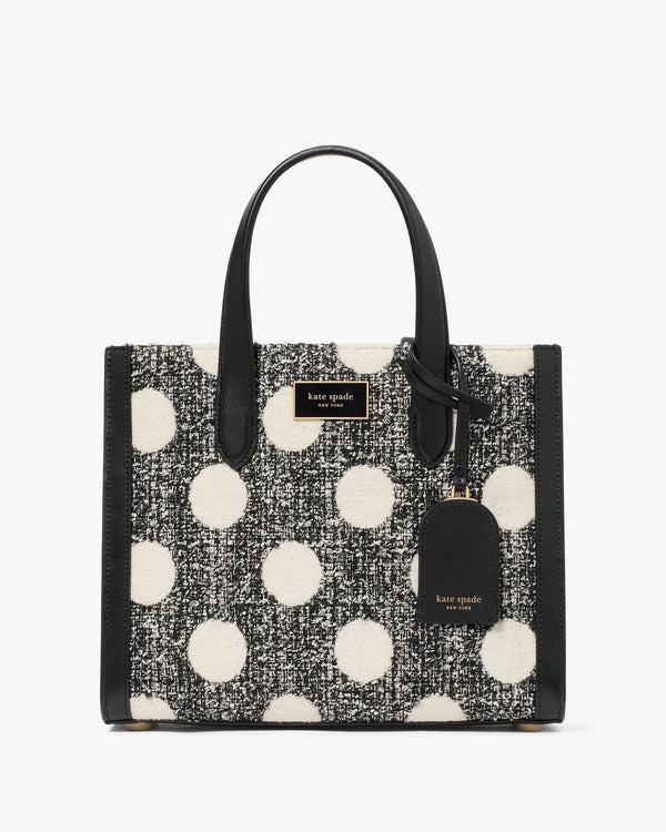 KK574-Manhattan Dot Tweed Small Tote-Black Multi