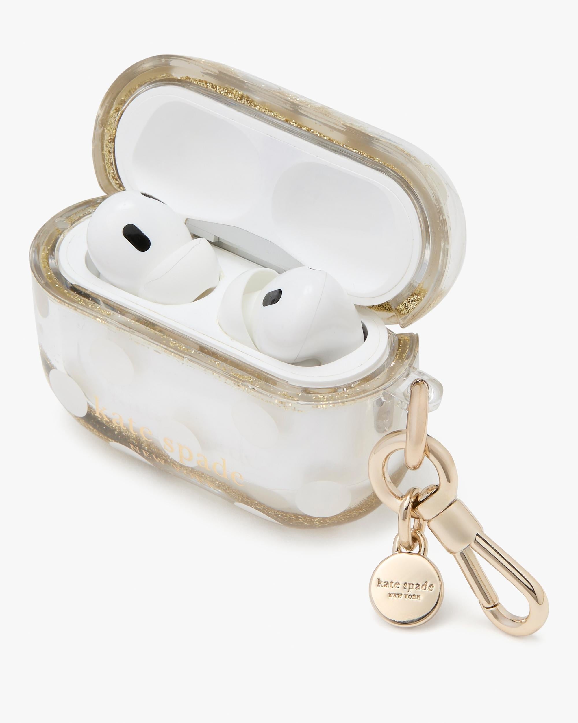 KK594-Polka Dot Liquid Glitter AirPods Pro Gen 2 Case-Gold Multi