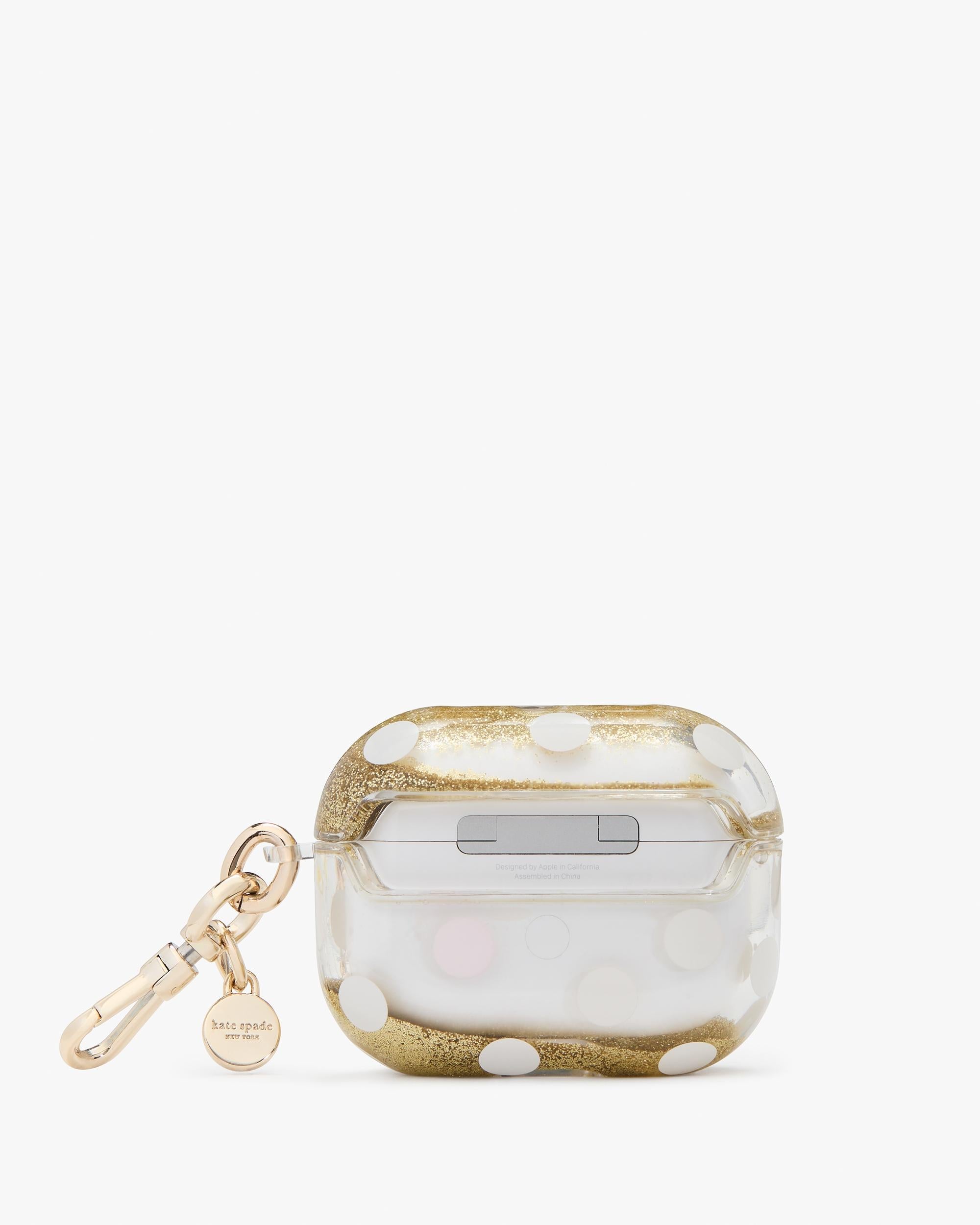 KK594-Polka Dot Liquid Glitter AirPods Pro Gen 2 Case-Gold Multi