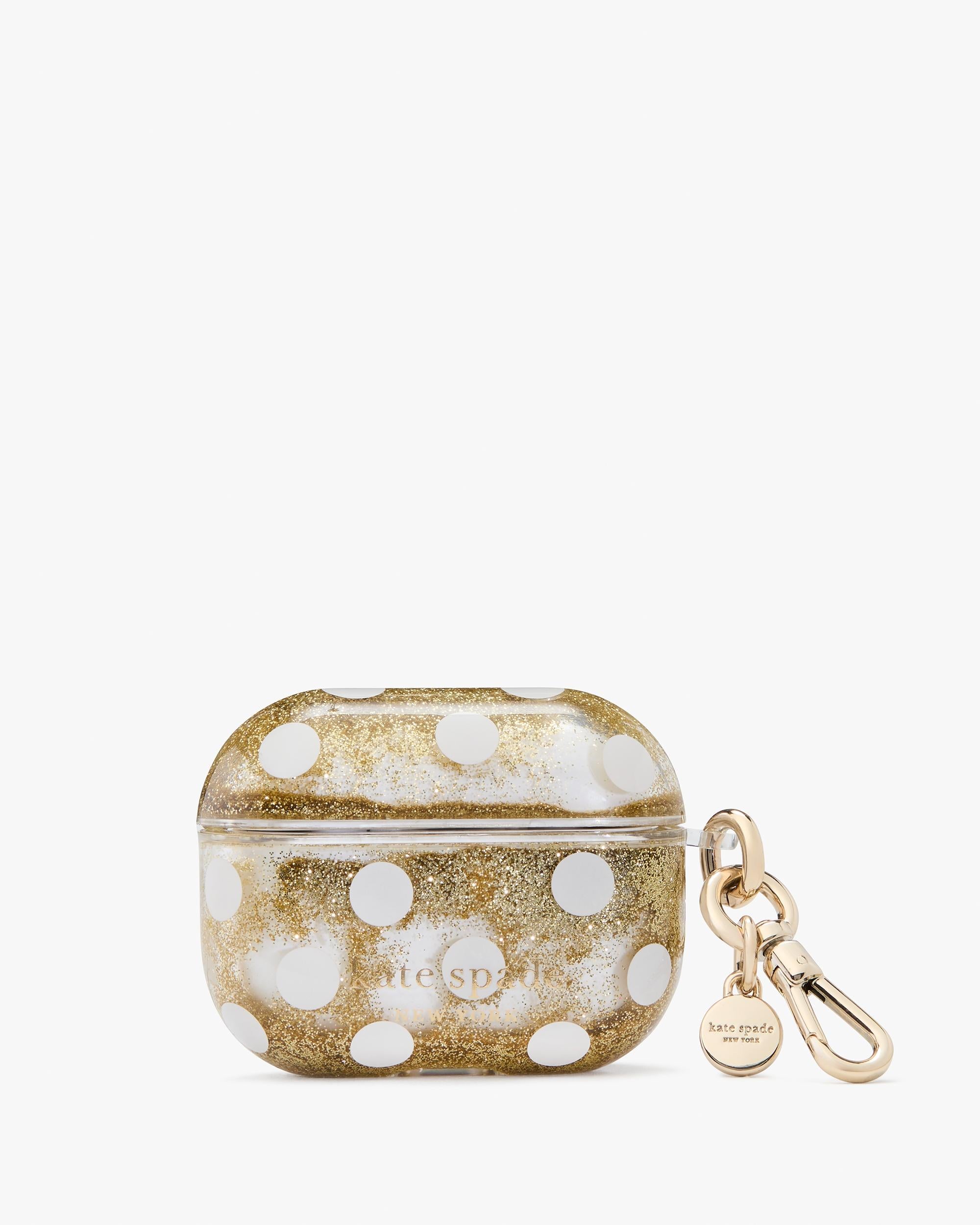 KK594-Polka Dot Liquid Glitter AirPods Pro Gen 2 Case-Gold Multi