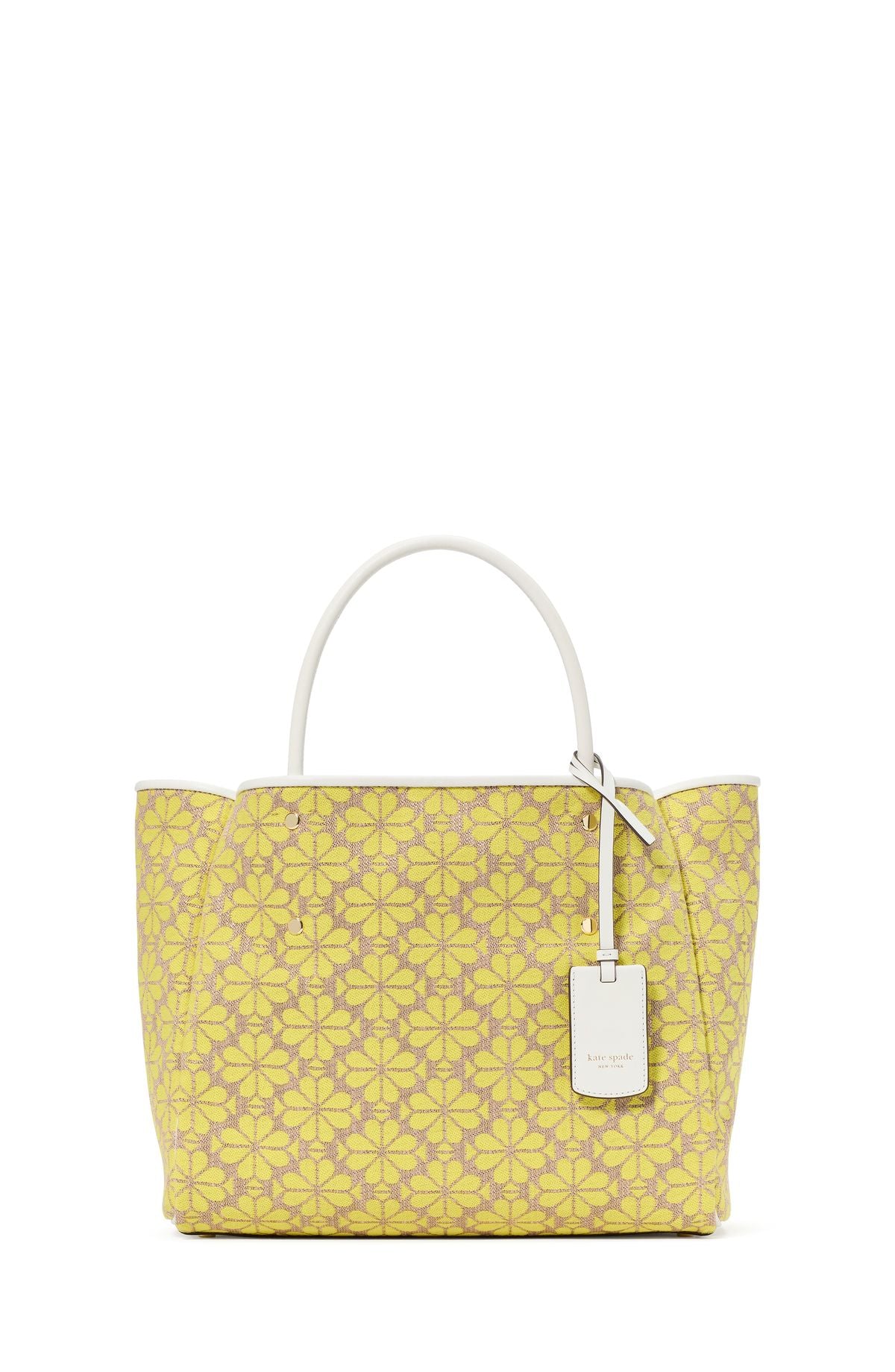 kk608-Spade Flower Jacquard Medium Everything Tote-Yellow Multi