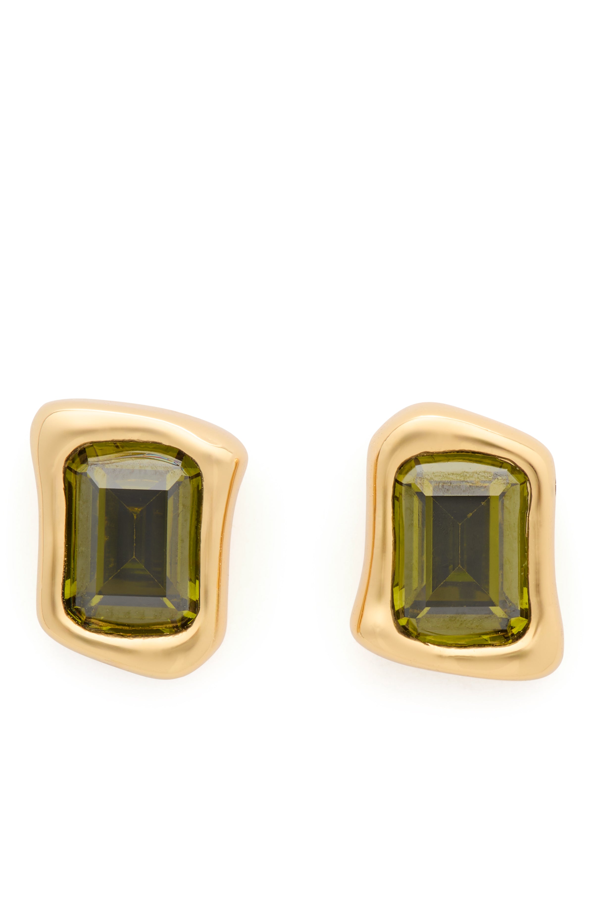 KL348-Molten Glass Studs-Green/Gold