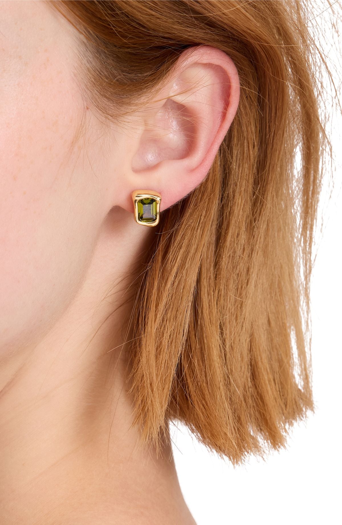 KL348-Molten Glass Studs-Green/Gold