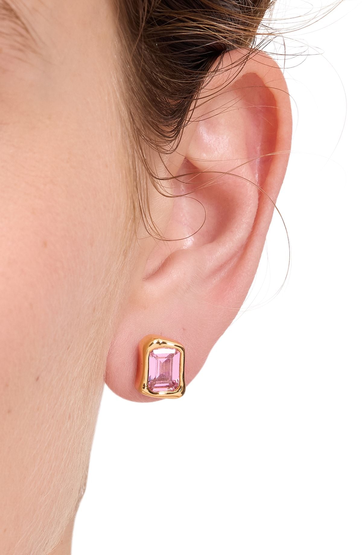 KL349-Molten Glass Studs-Light Pink