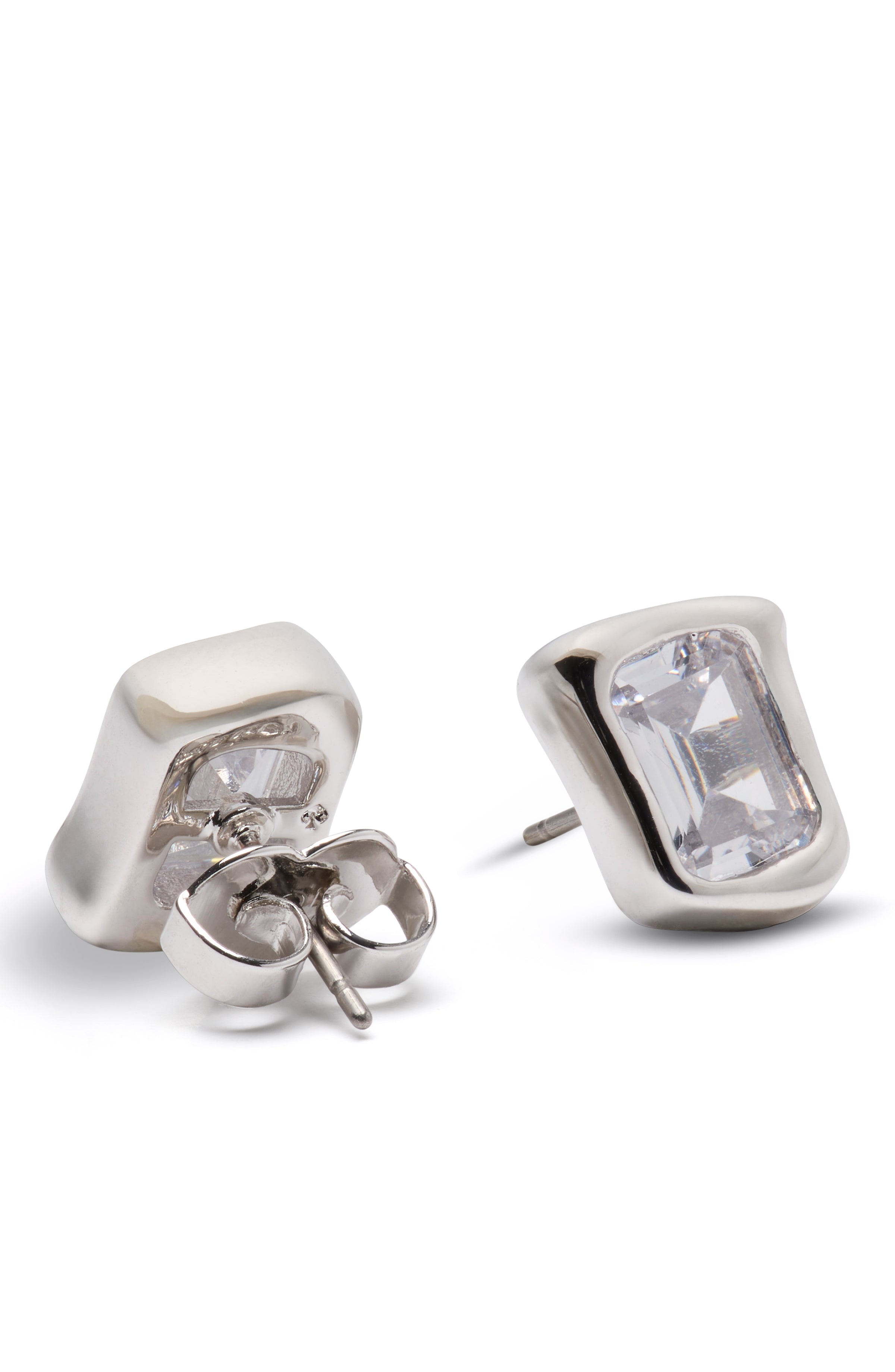 KL350-Molten Glass Studs-Clear/Silver