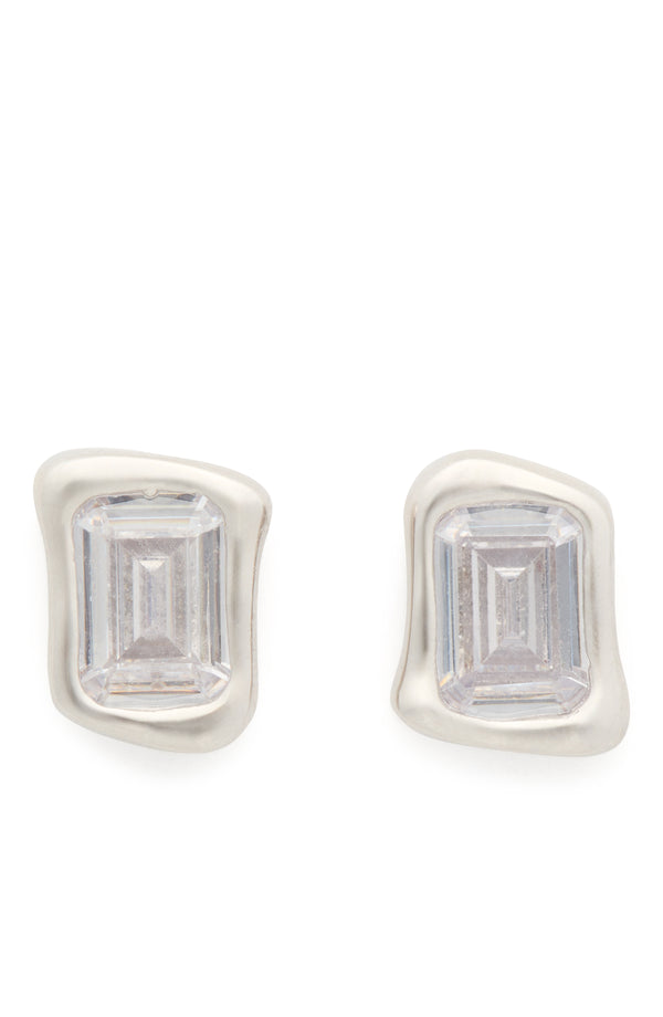 KL350-Molten Glass Studs-Clear/Silver