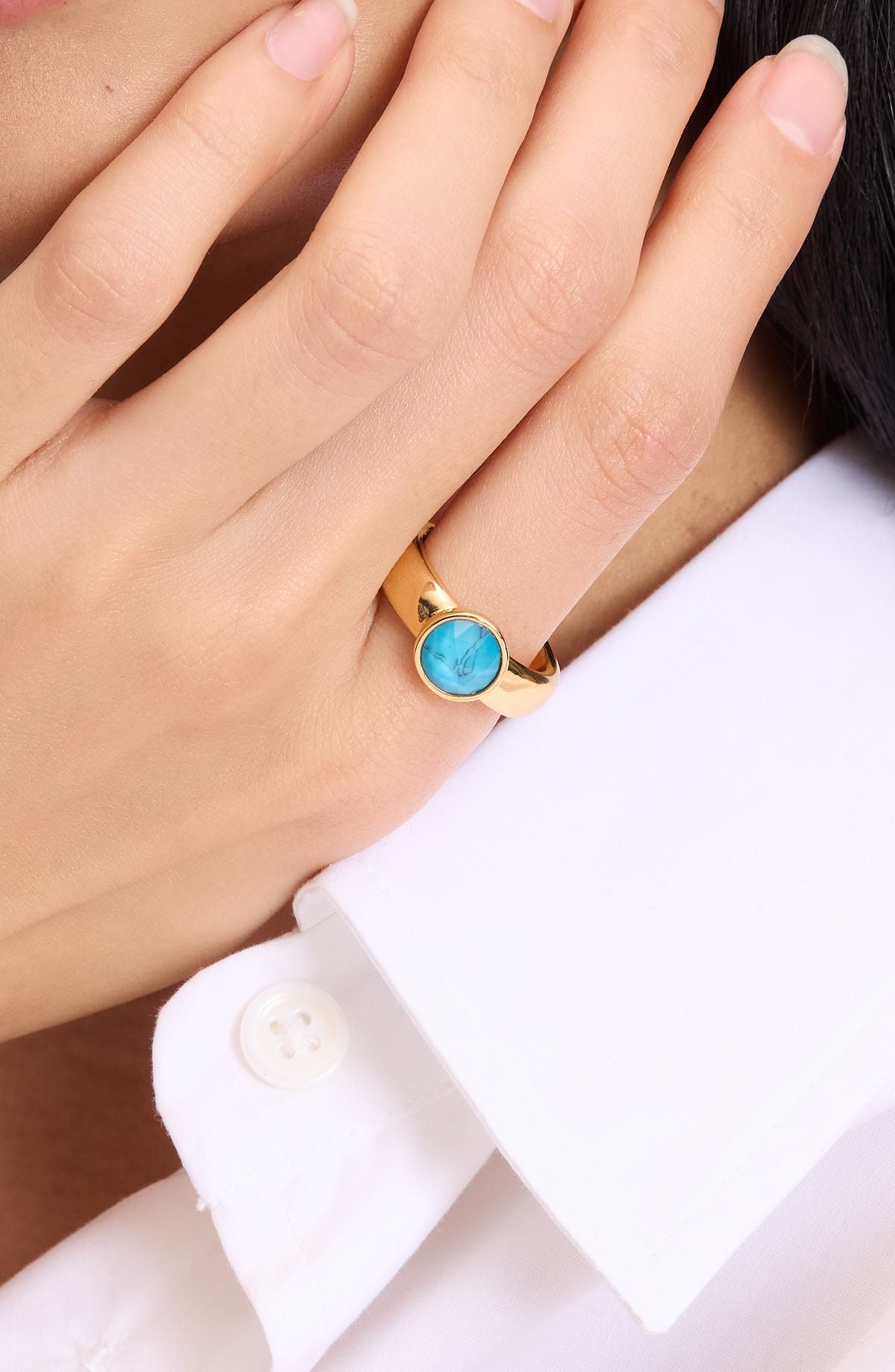 KL373-Keep Sparkling Round Ring-Turquoise