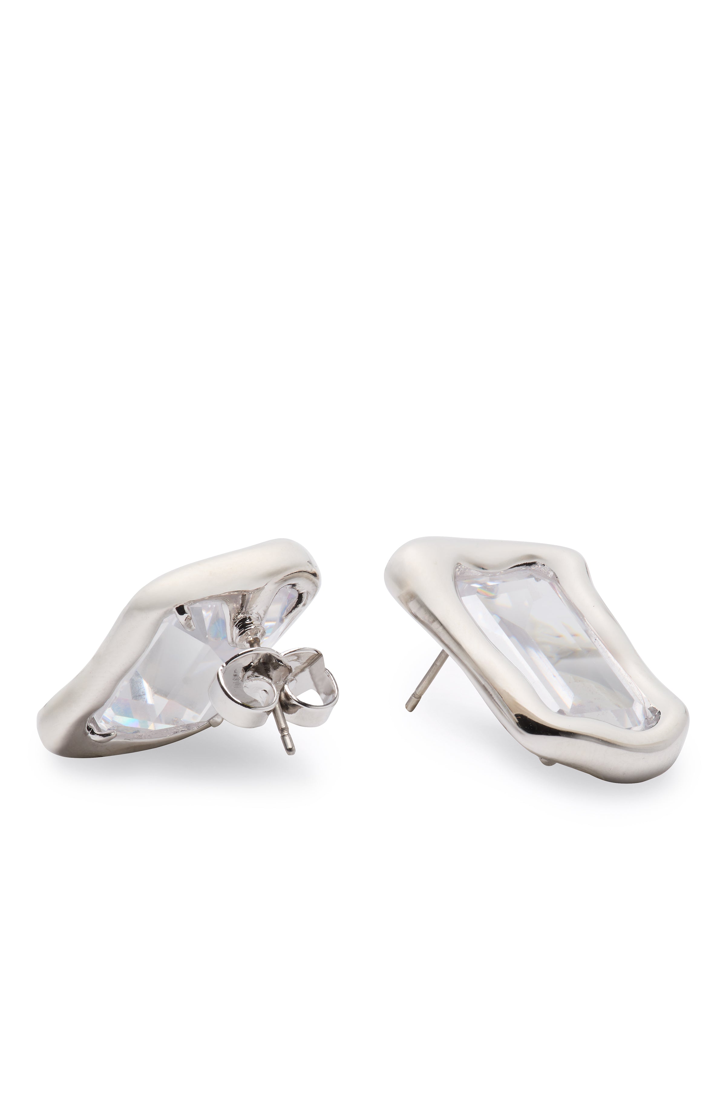 KL377-Molten Glass Statement Studs-Clear/Silver