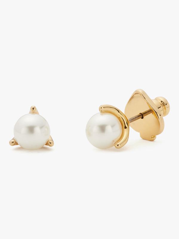 WBR00230-mini trio prong studs-CREAM/GLD