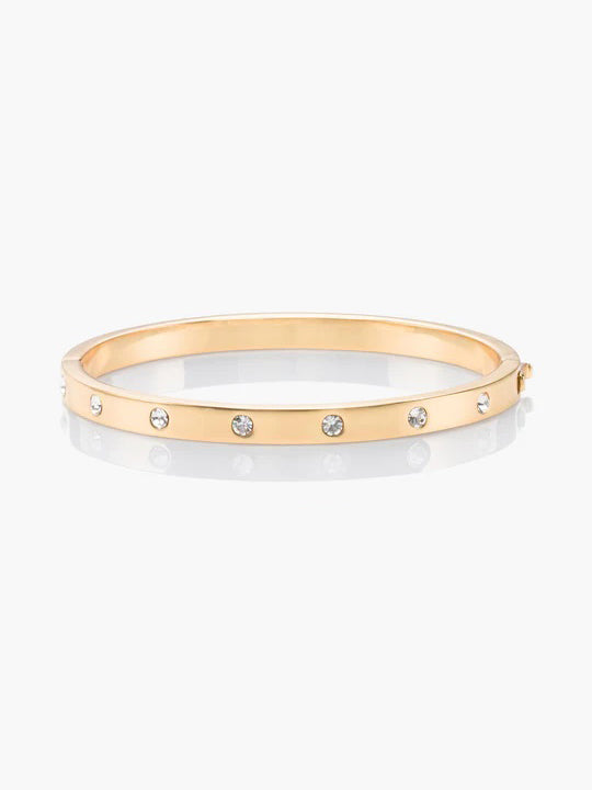 WBRUB744-metal stone hinged bangle-Clear/Gold