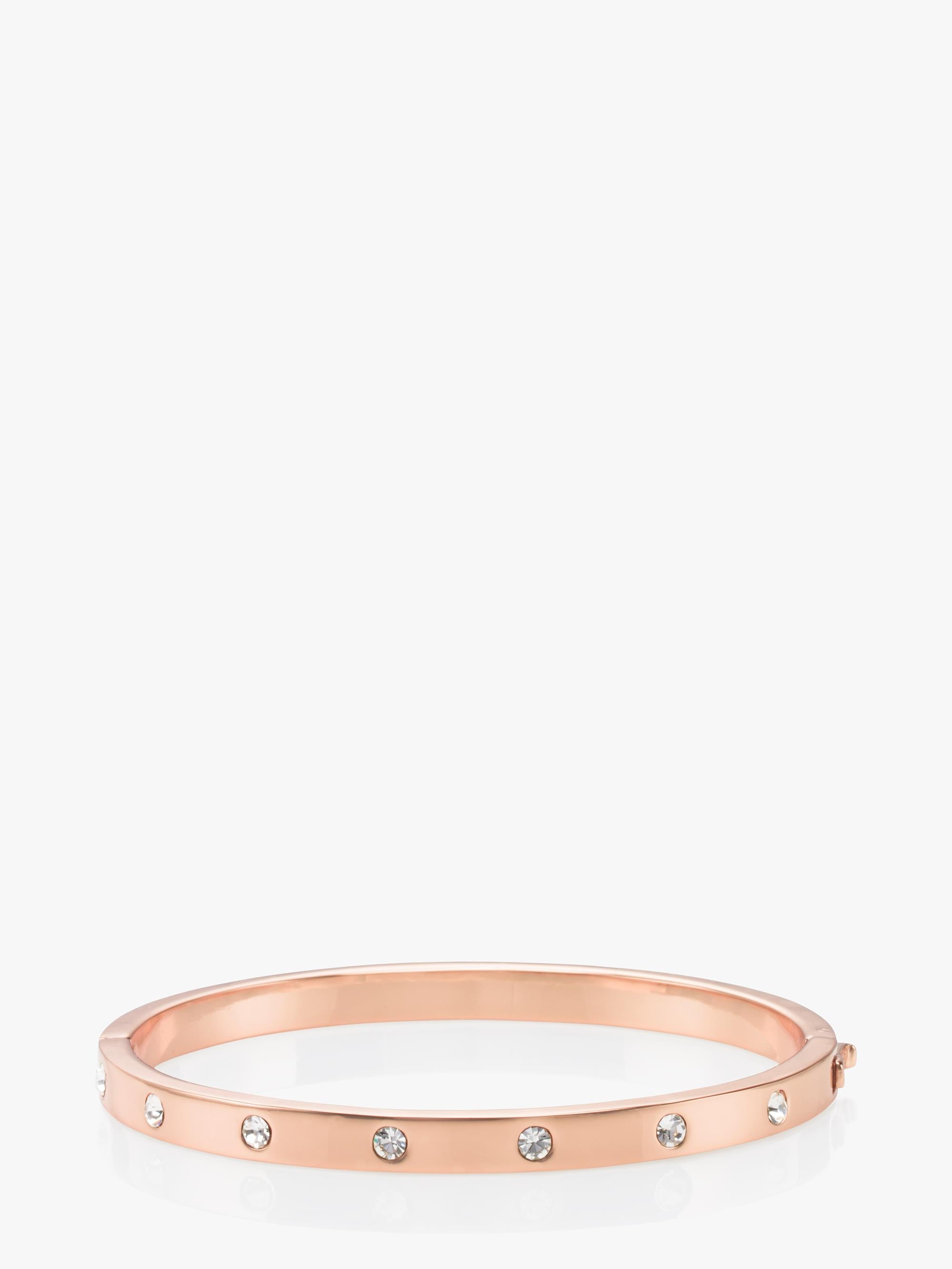 WBRUB746-metal stone hinged bangle-Clear/Rose