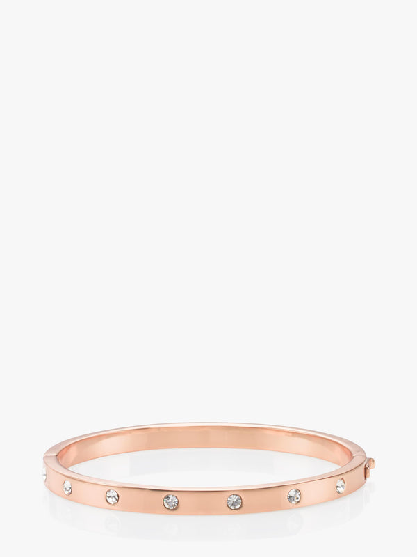 WBRUB746-metal stone hinged bangle-Clear/Rose