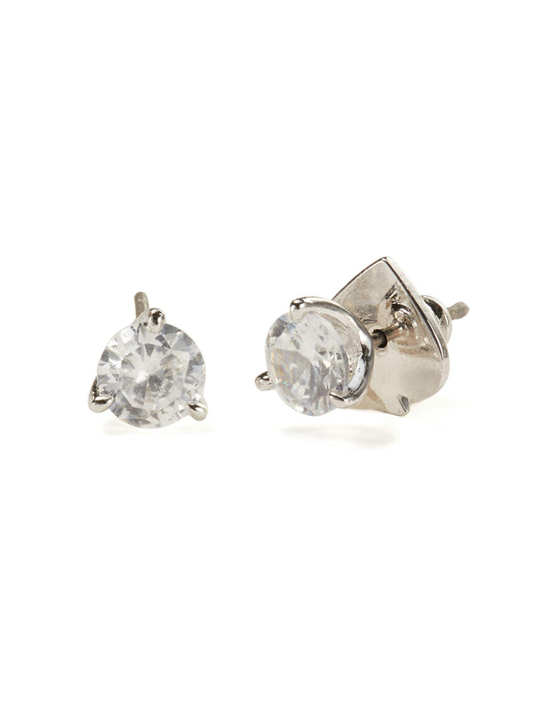 WBRUI081-MINI TRIO PRONG STUDS-CLEAR/SLVR