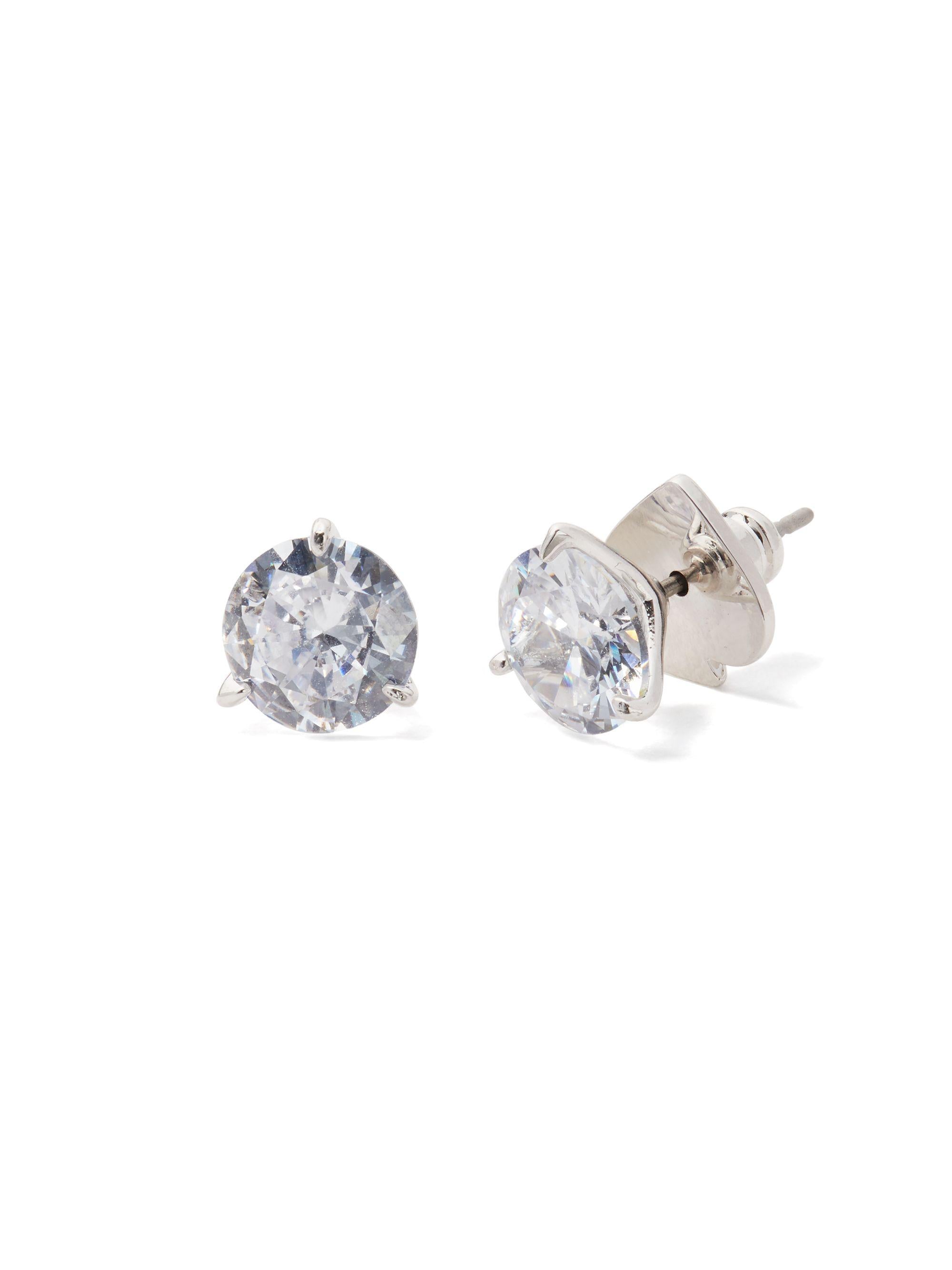 WBRUI086-TRIO PRONG STUDS-CLEAR/SLVR