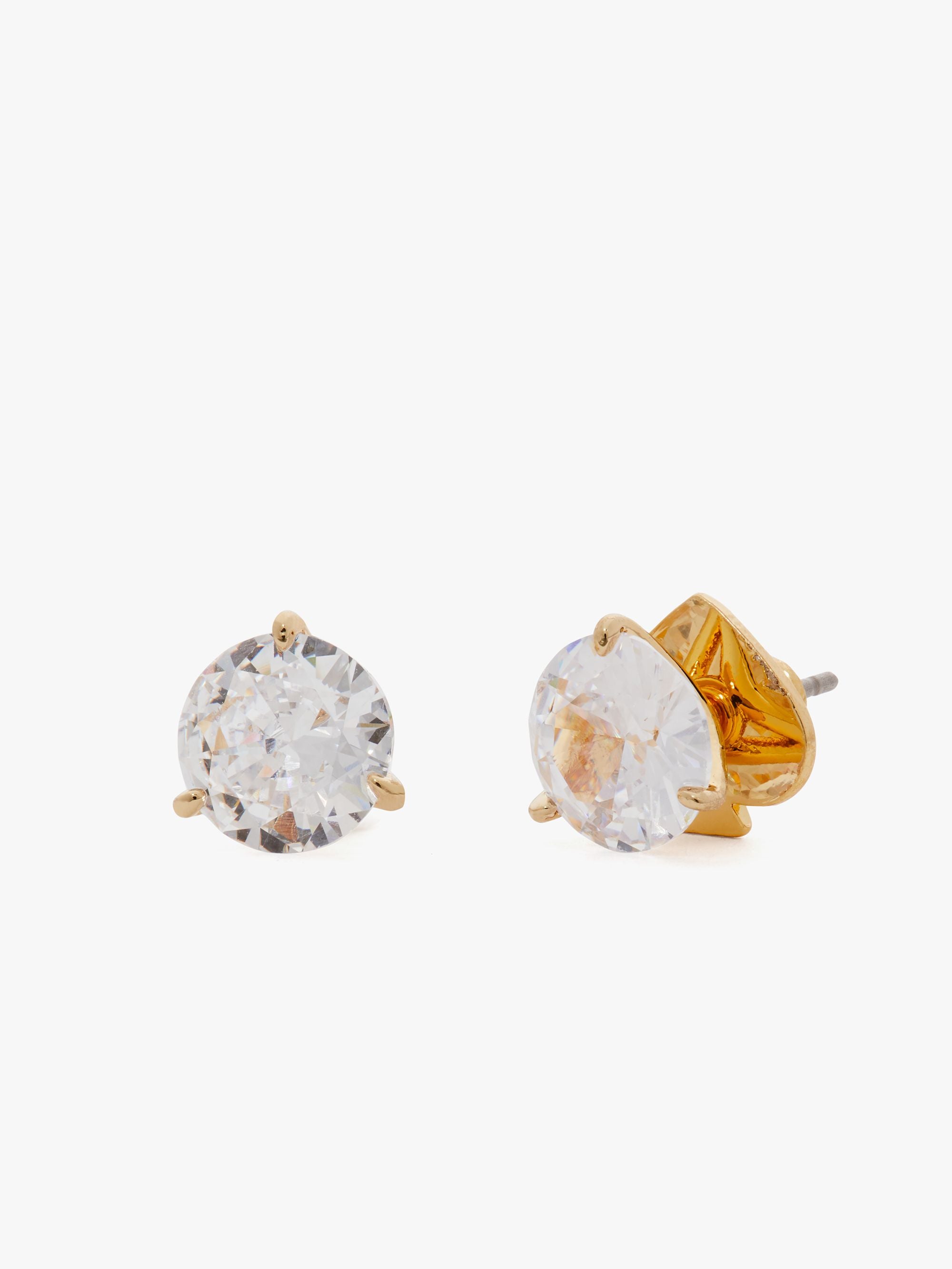 WBRUI086-trio prong studs-CLEAR/GOLD