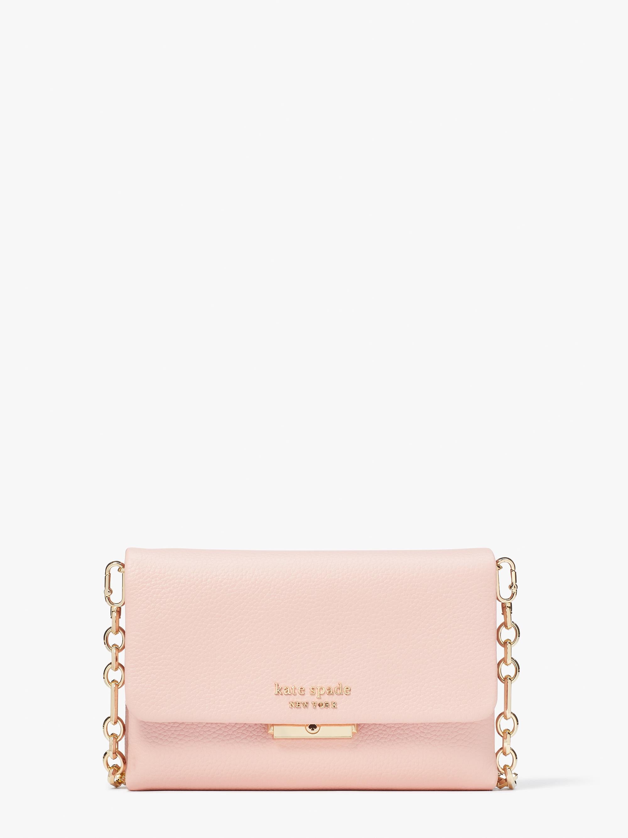 Kate Spade New York Carlyle Pebbled Leather Wallet On Chain Milk