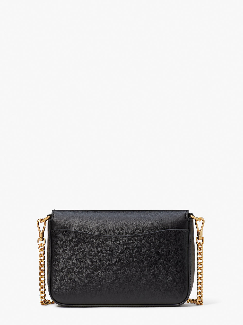 KA026-katy textured leather flap chain crossbody-Black