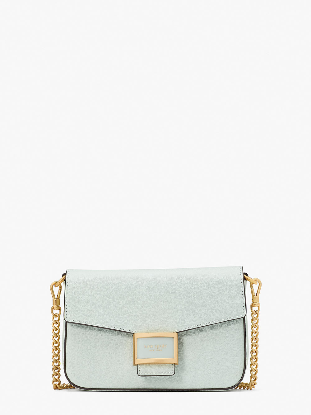 KA026-katy textured leather flap chain crossbody-Crystal Blue