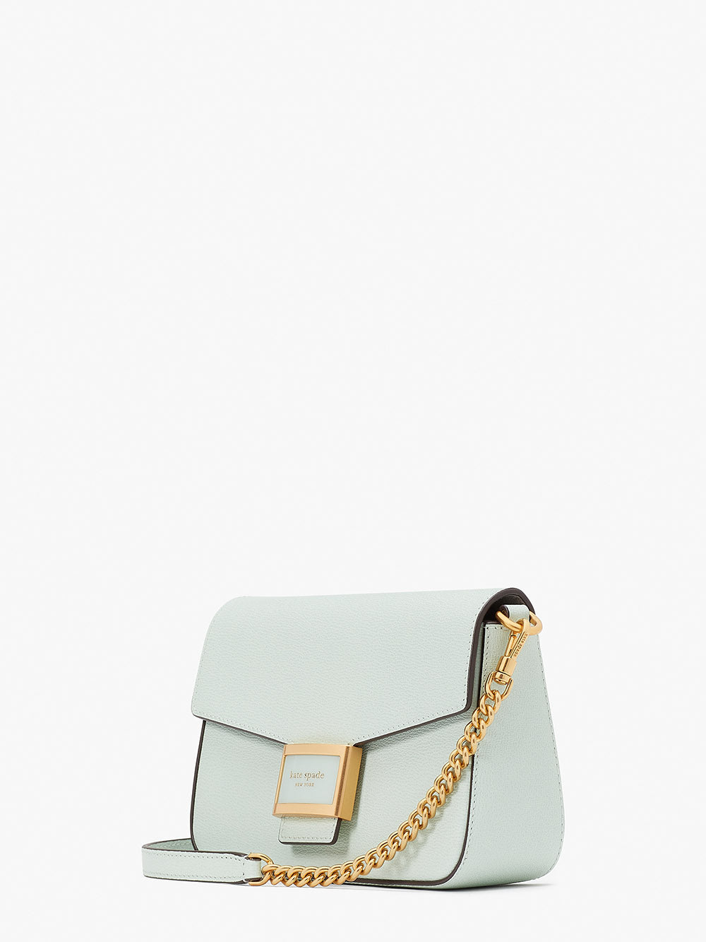 KA026-katy textured leather flap chain crossbody-Crystal Blue