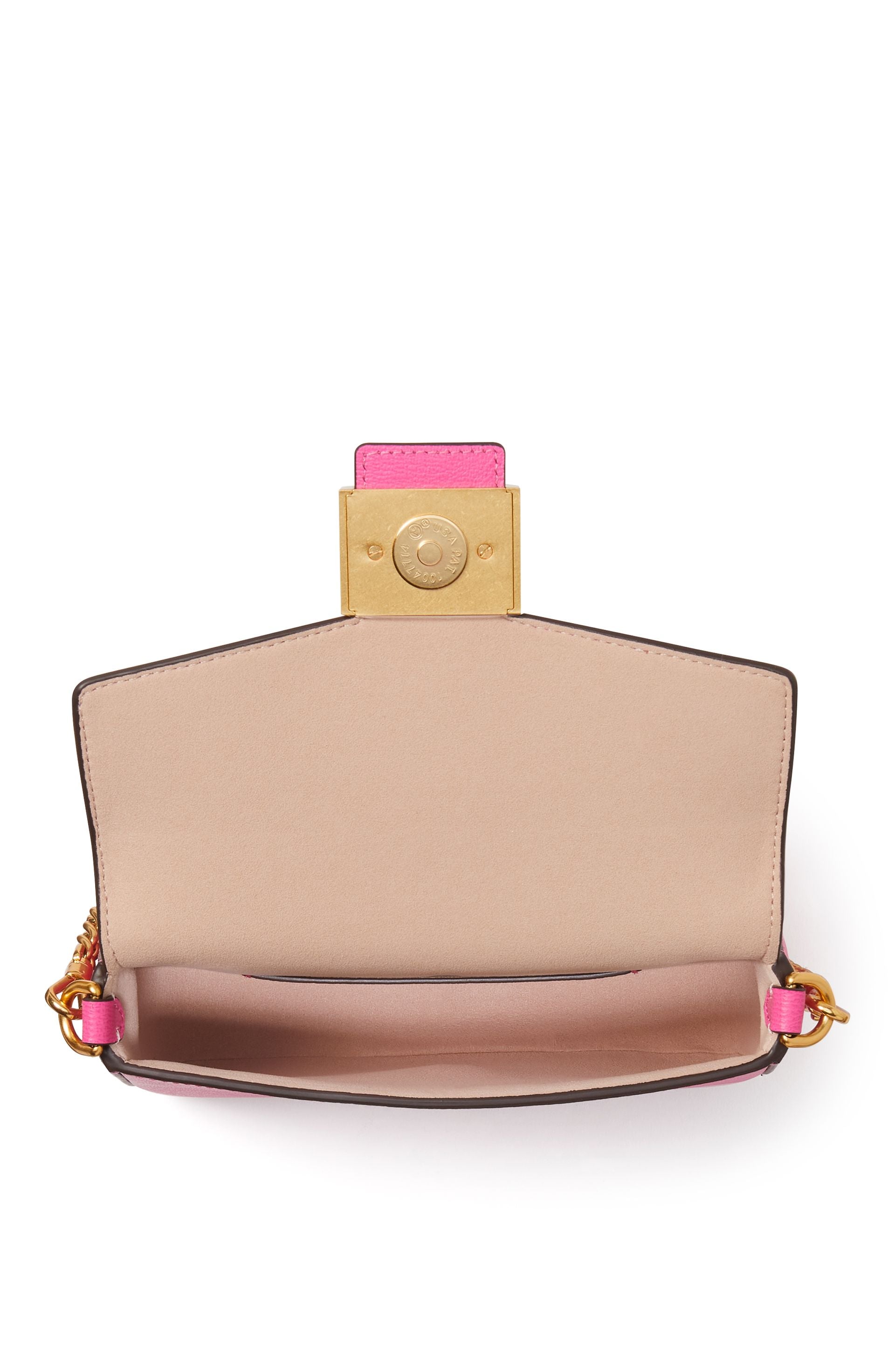 KA026-katy textured leather flap chain crossbody-Energy Pink