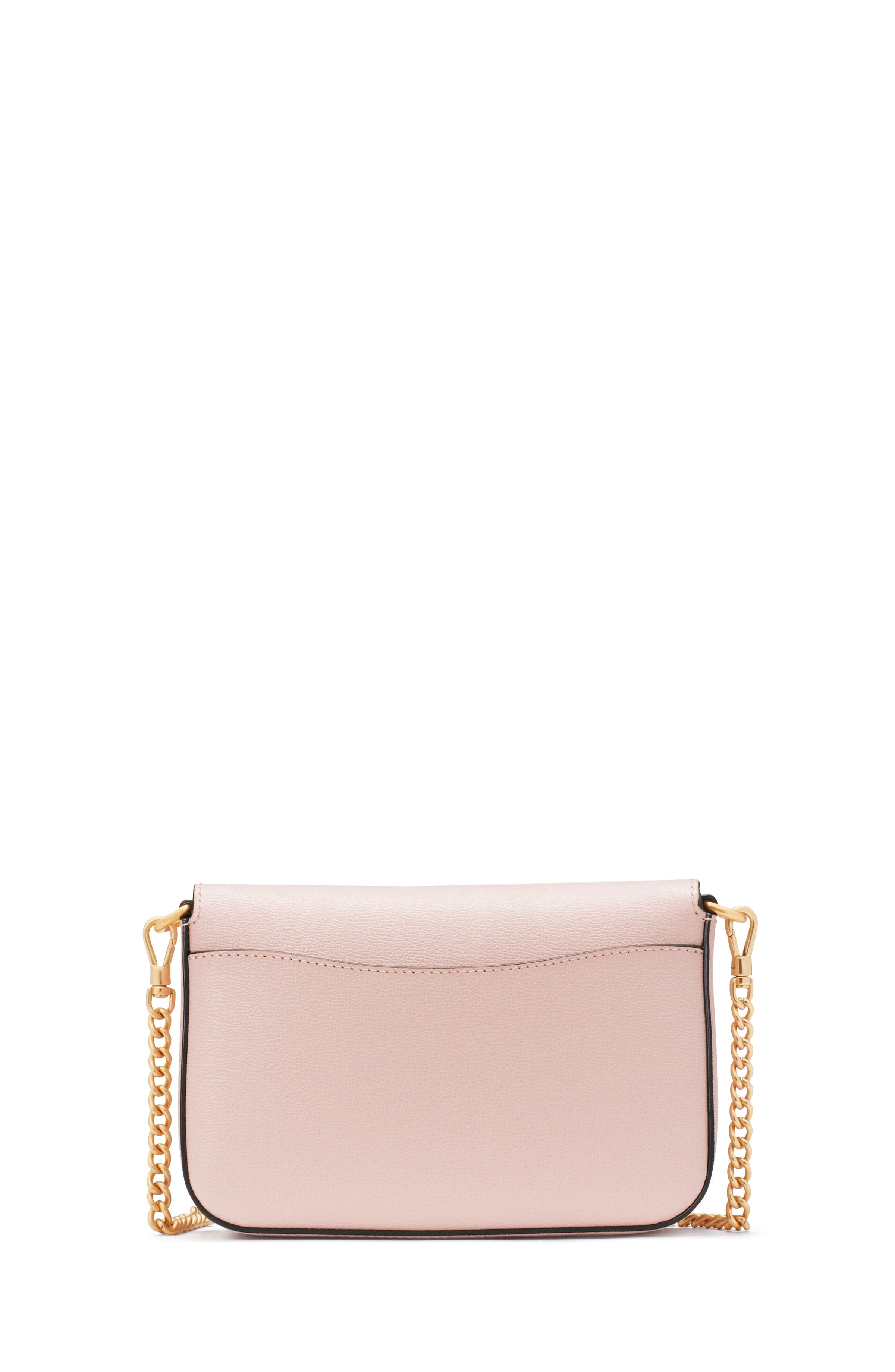 KA026-katy textured leather flap chain crossbody-Antique Pink