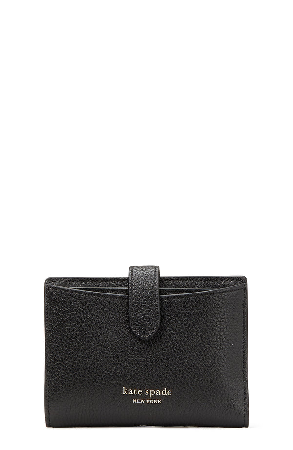 KA027-hudson pebbled leather small bifold wallet-Black