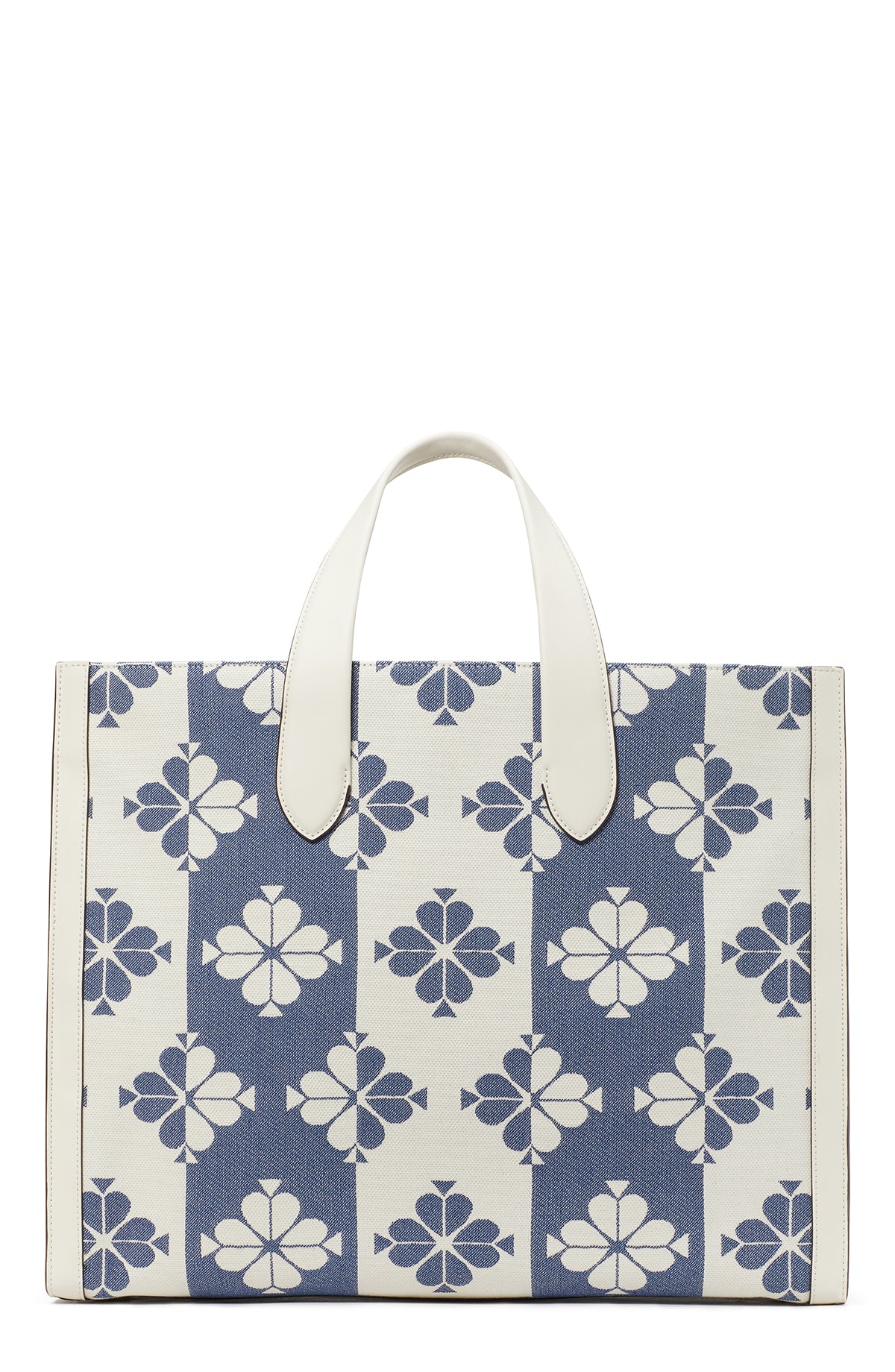 KB157-spade flower two-tone canvas manhattan large tote-Halo White Multi