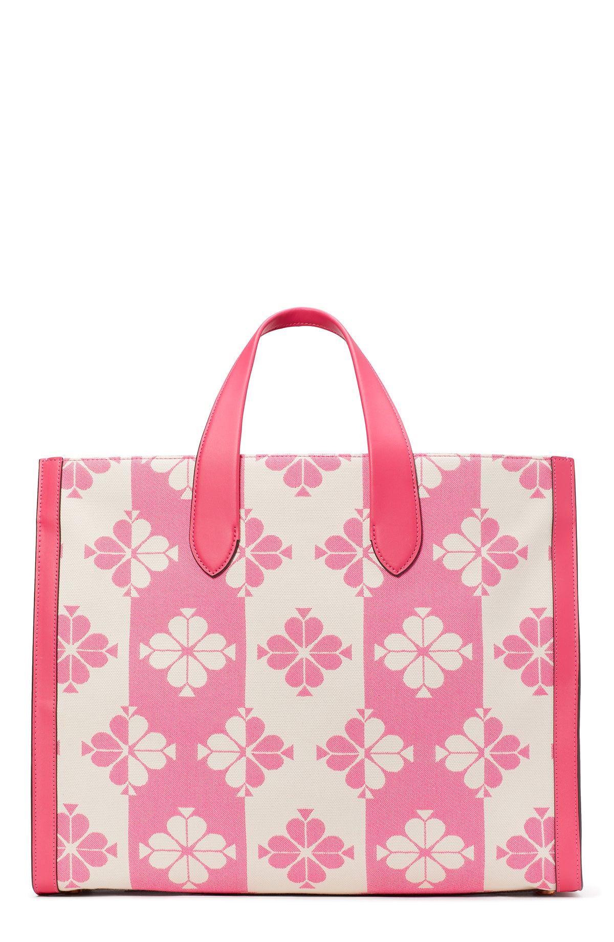 KB157-spade flower two-tone canvas manhattan large tote-Pom Pom Pink Multi