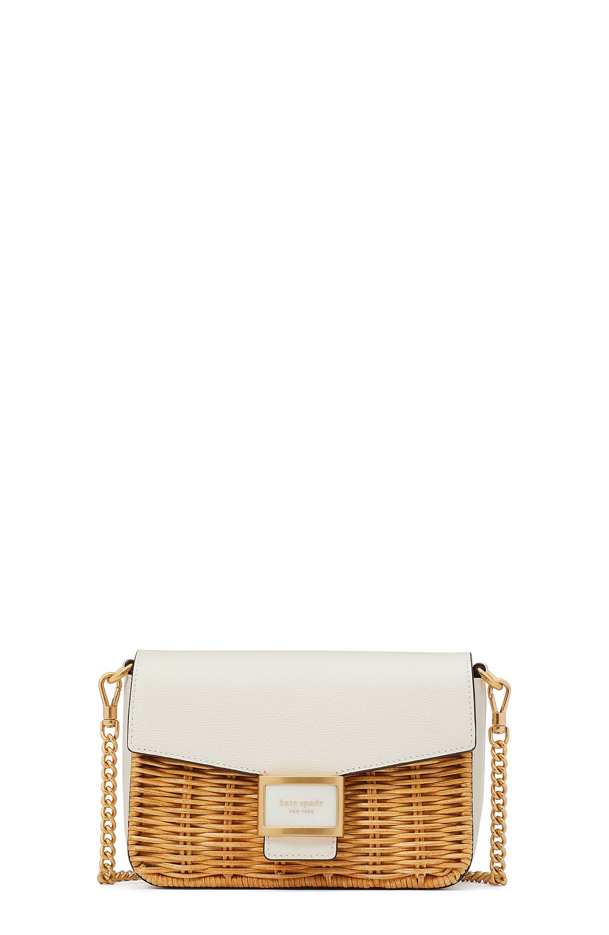 KB191-Halo White Multi-katy wicker flap chain crossbody