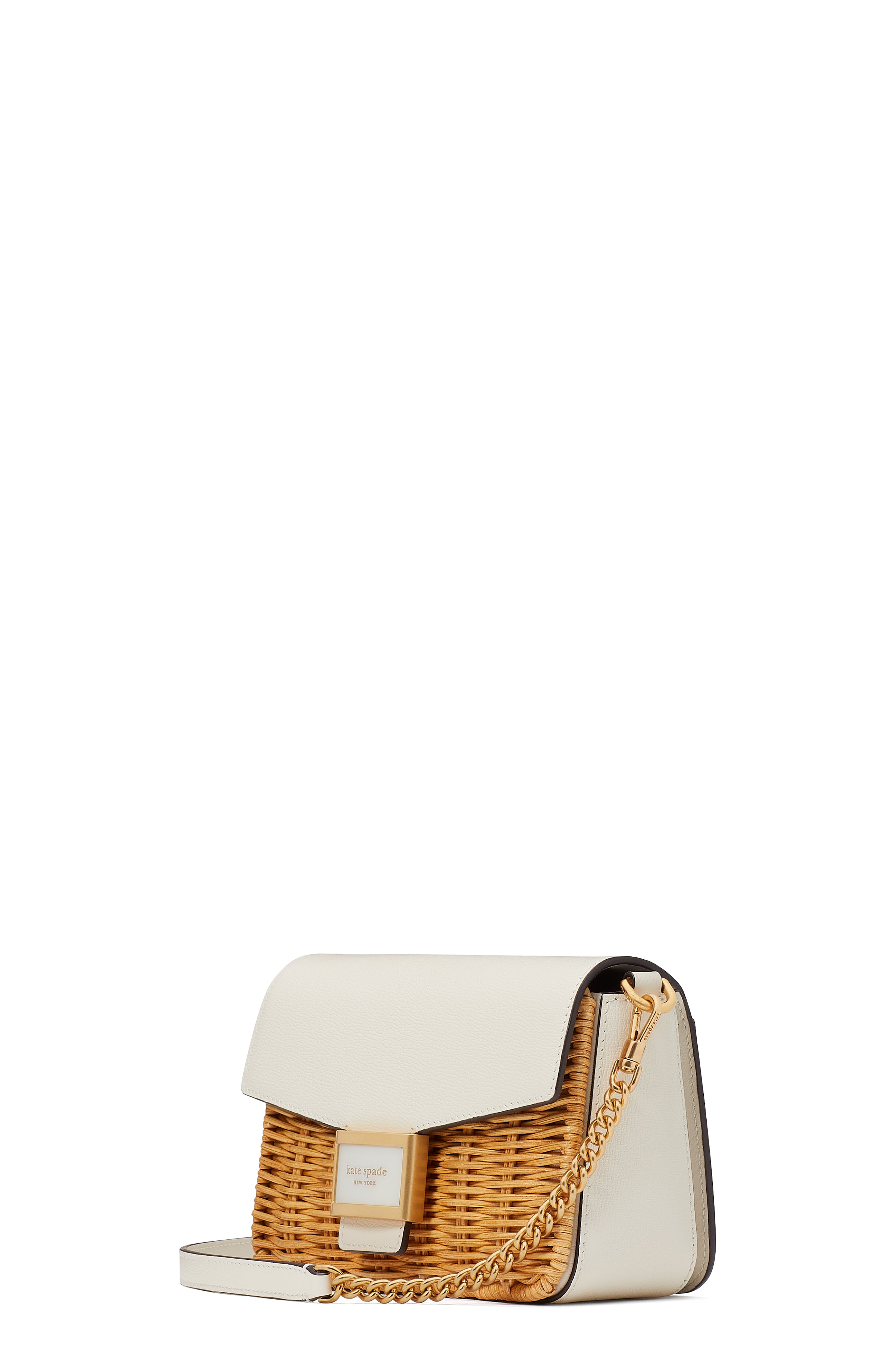 KB191-Halo White Multi-katy wicker flap chain crossbody