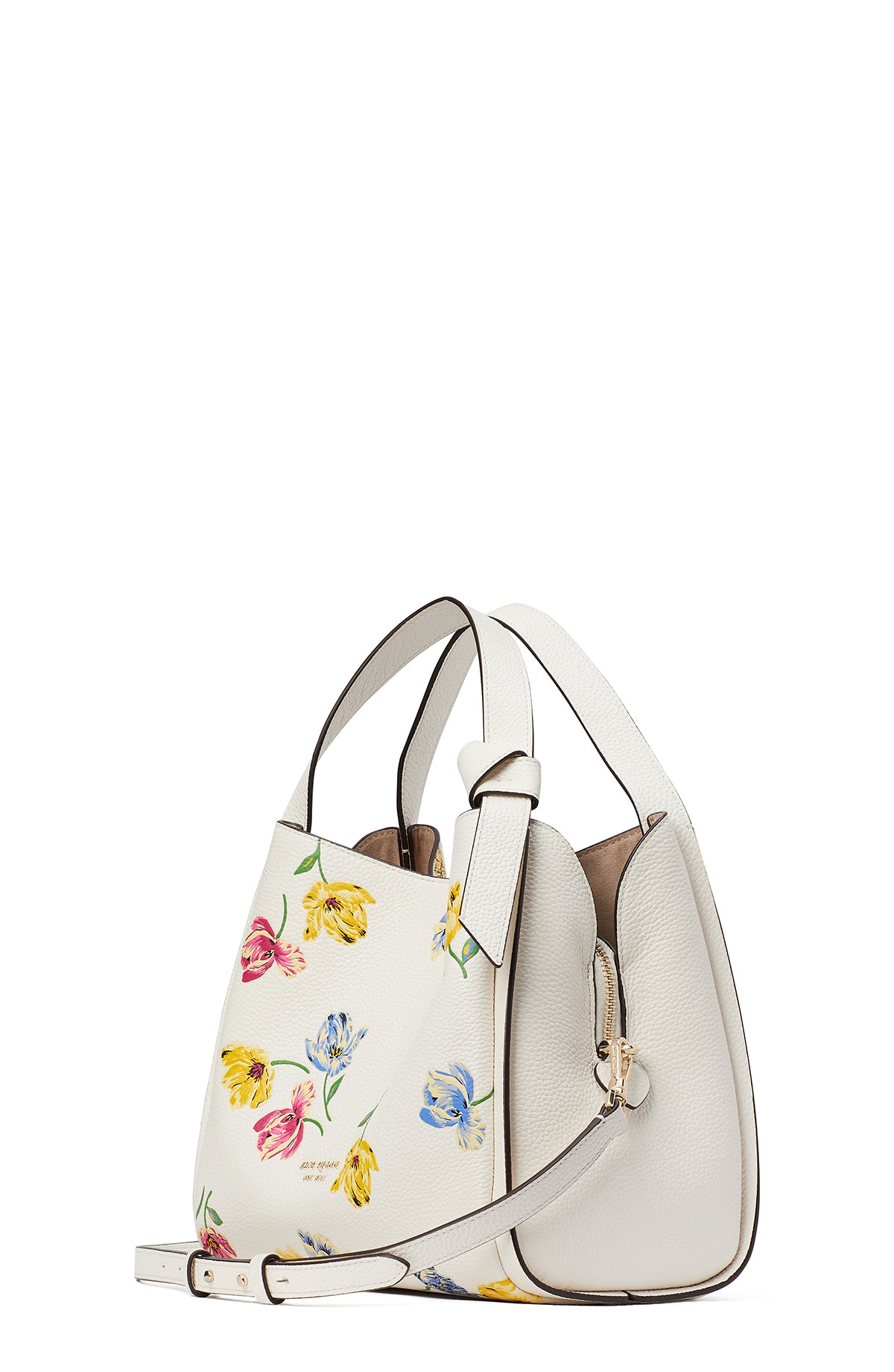 KB282-knott tulip toss embossed medium crossbody tote-Cream Multi