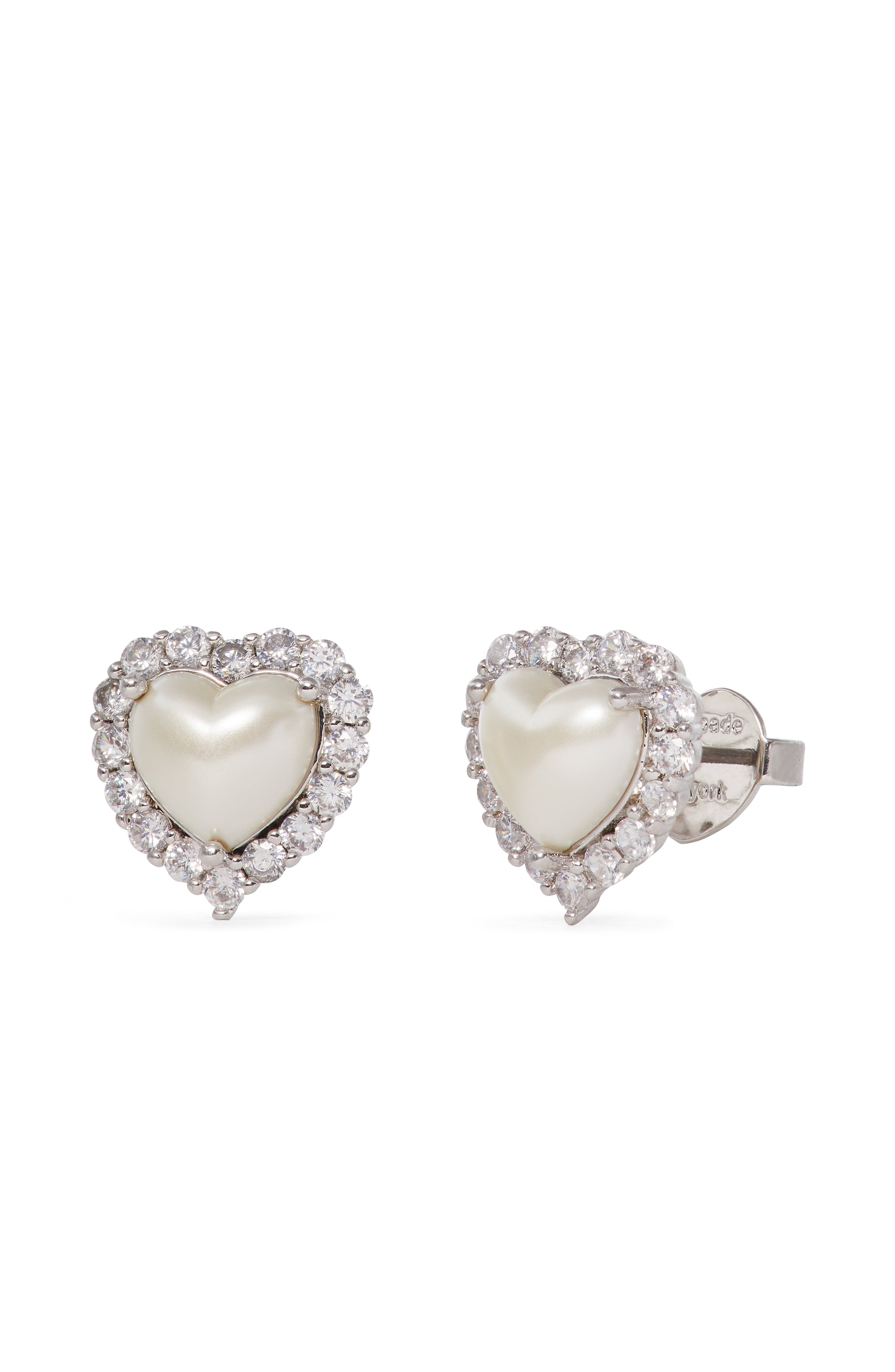 KB897-My Love Heart Studs-Cream/Silver